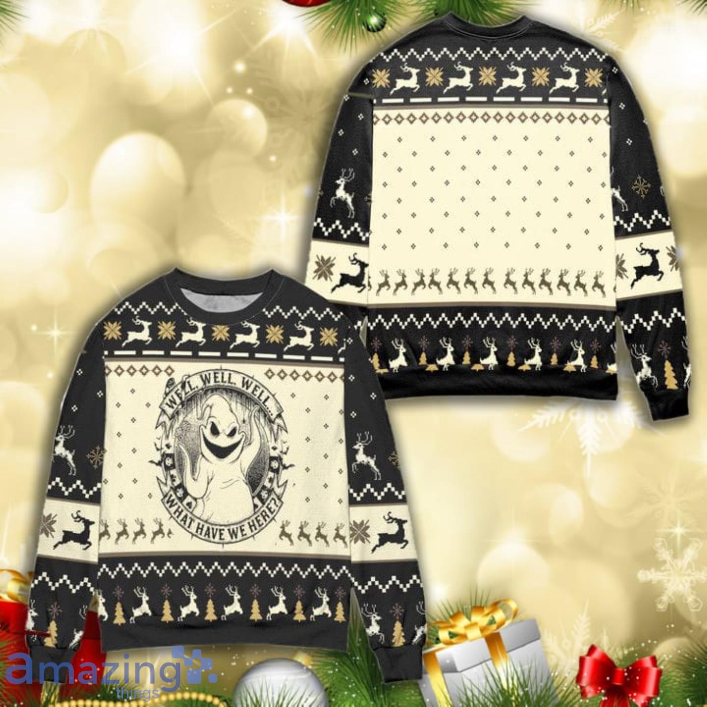 Well Well Well What Have We Here Oogie Boogie 3D Ugly Christmas Sweater Product Photo 1