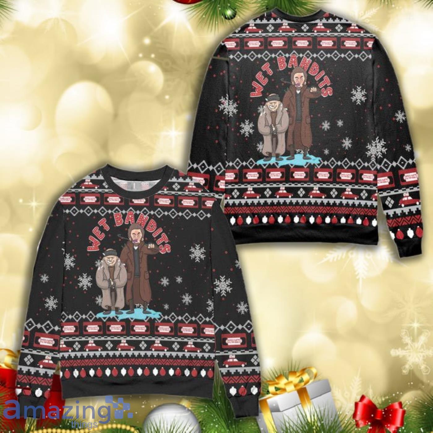 Wet Bandits Home Alone Knitting Pattern 3D Ugly Christmas Sweater Product Photo 1