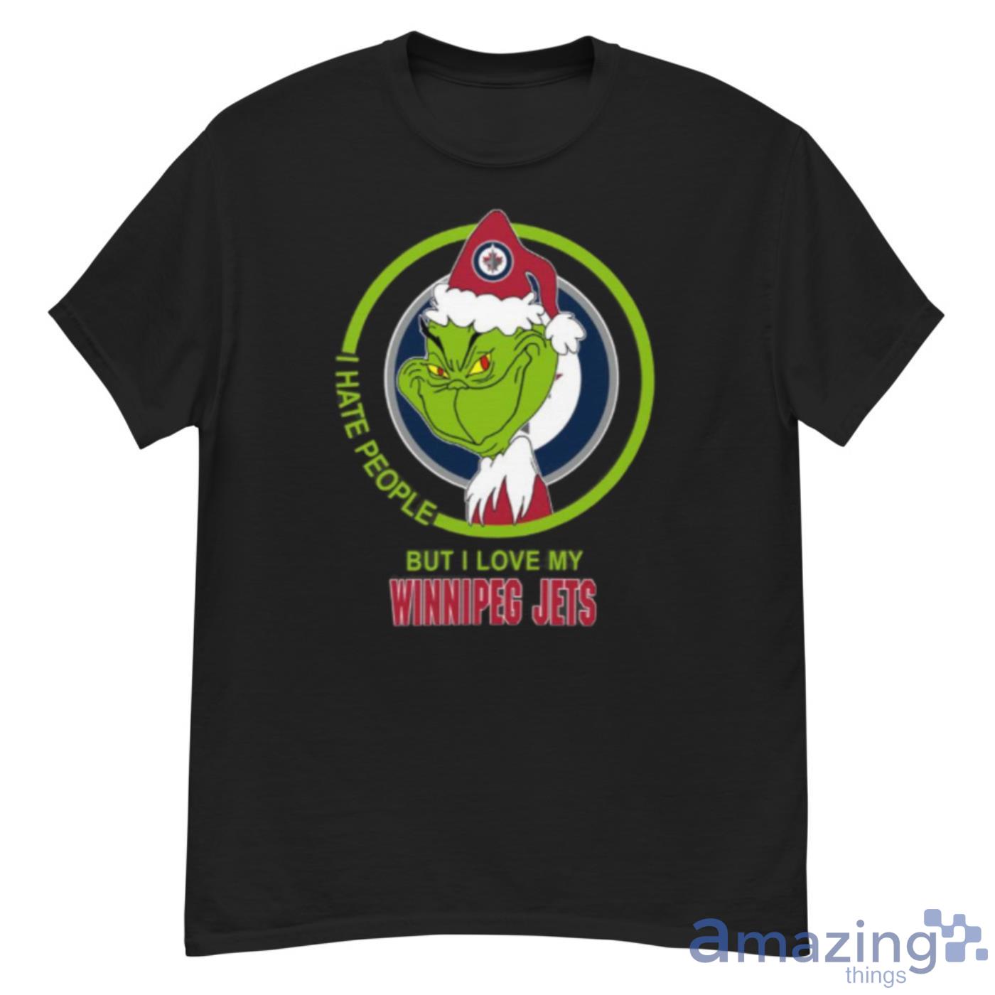 Winnipeg Jets NHL Christmas Grinch I Hate People But I Love My Favorite Hockey Team Shirt - G500 Men’s Classic T-Shirt