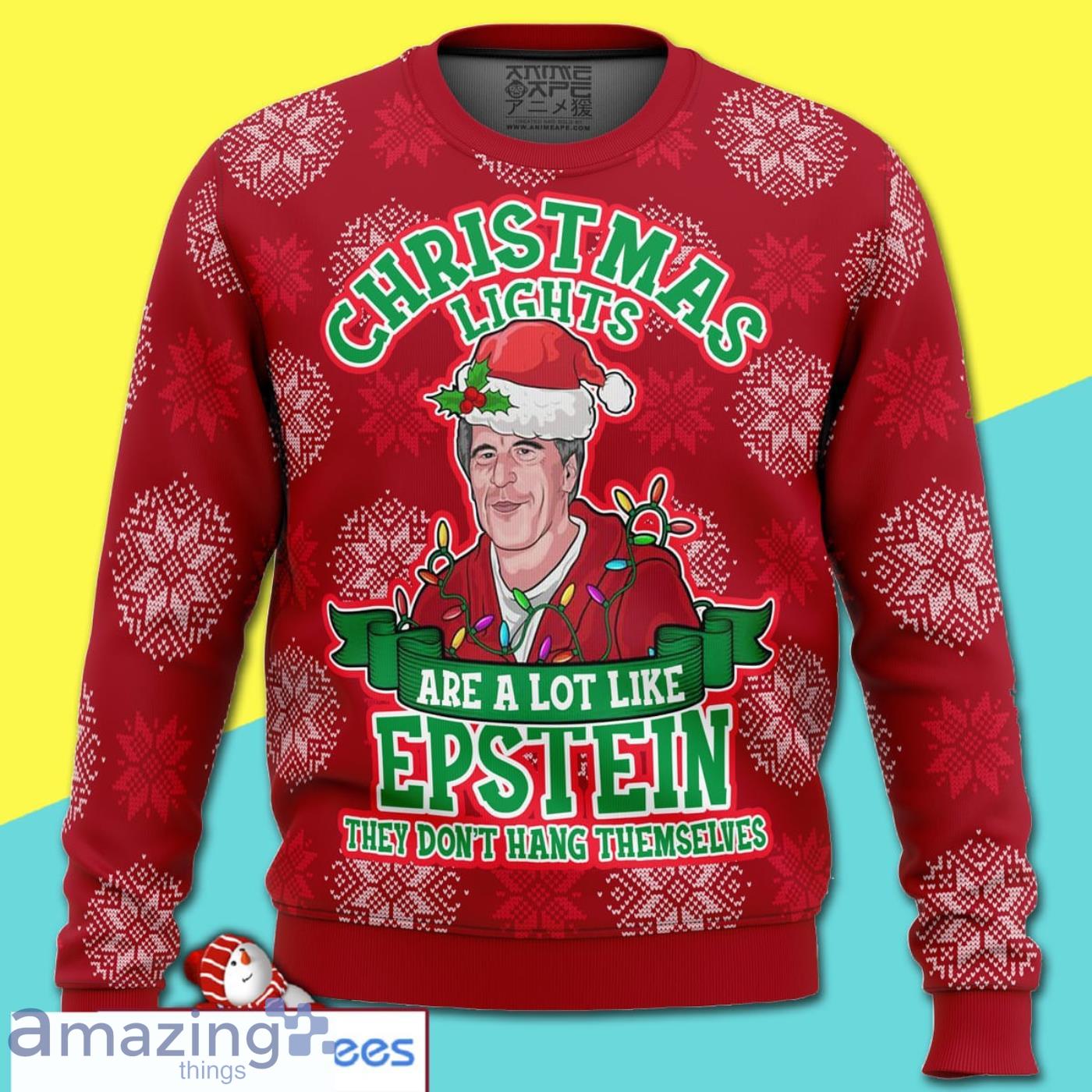 Xmas Lights Are Like Epstein Merry Christmas All Over Print Ugly Sweater Product Photo 1