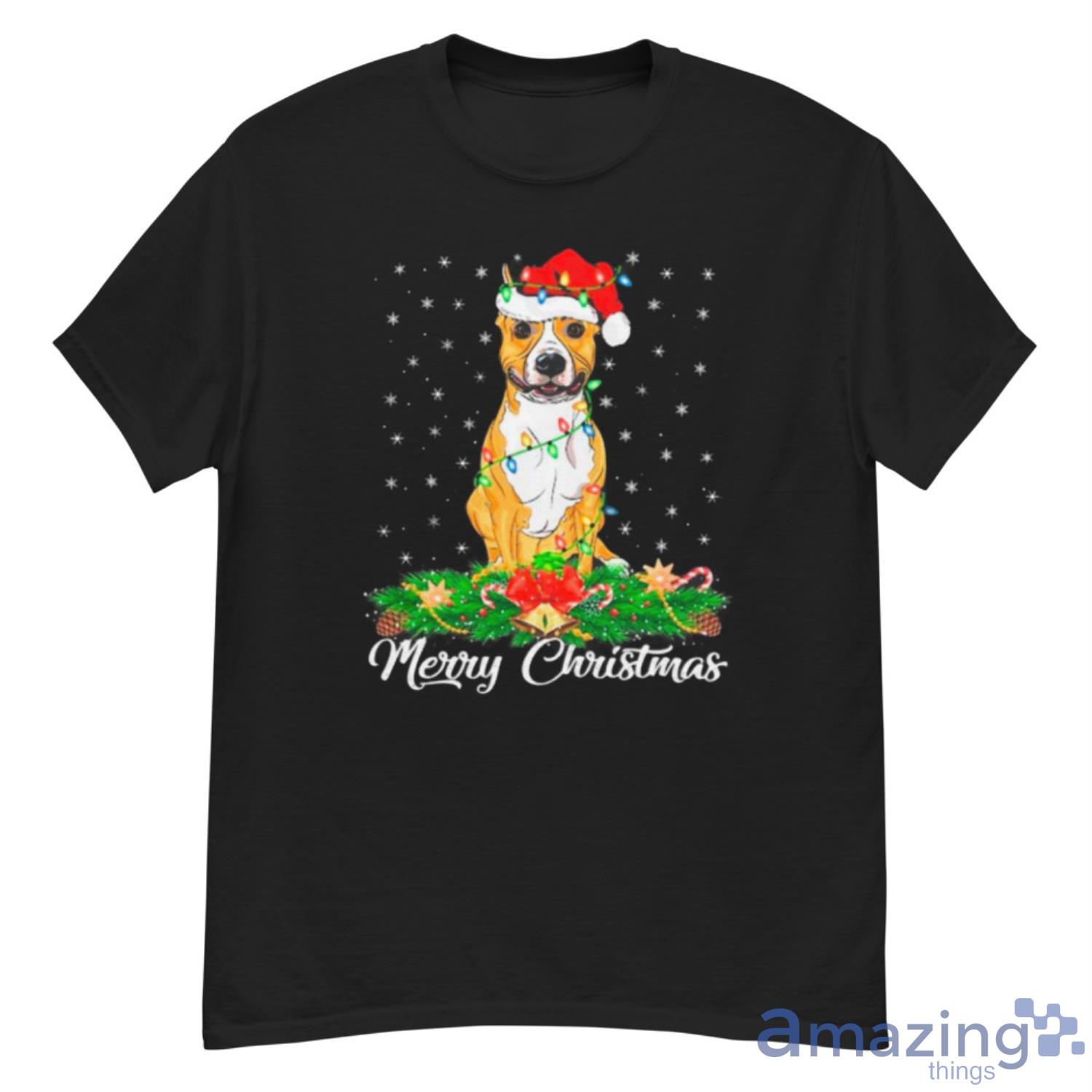 Xmas Matching Santa Hat Staffordshire Bull Terrier Christmas Shirt - G500 Men’s Classic T-Shirt