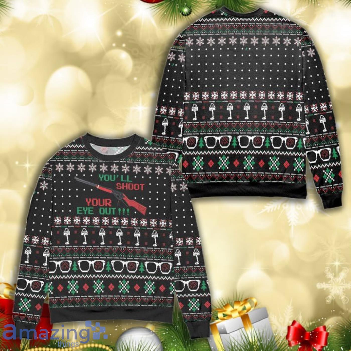 Youll Shoot Your Eye Out Snowflake Christmas Pattern Full Print Ugly Sweater Product Photo 1