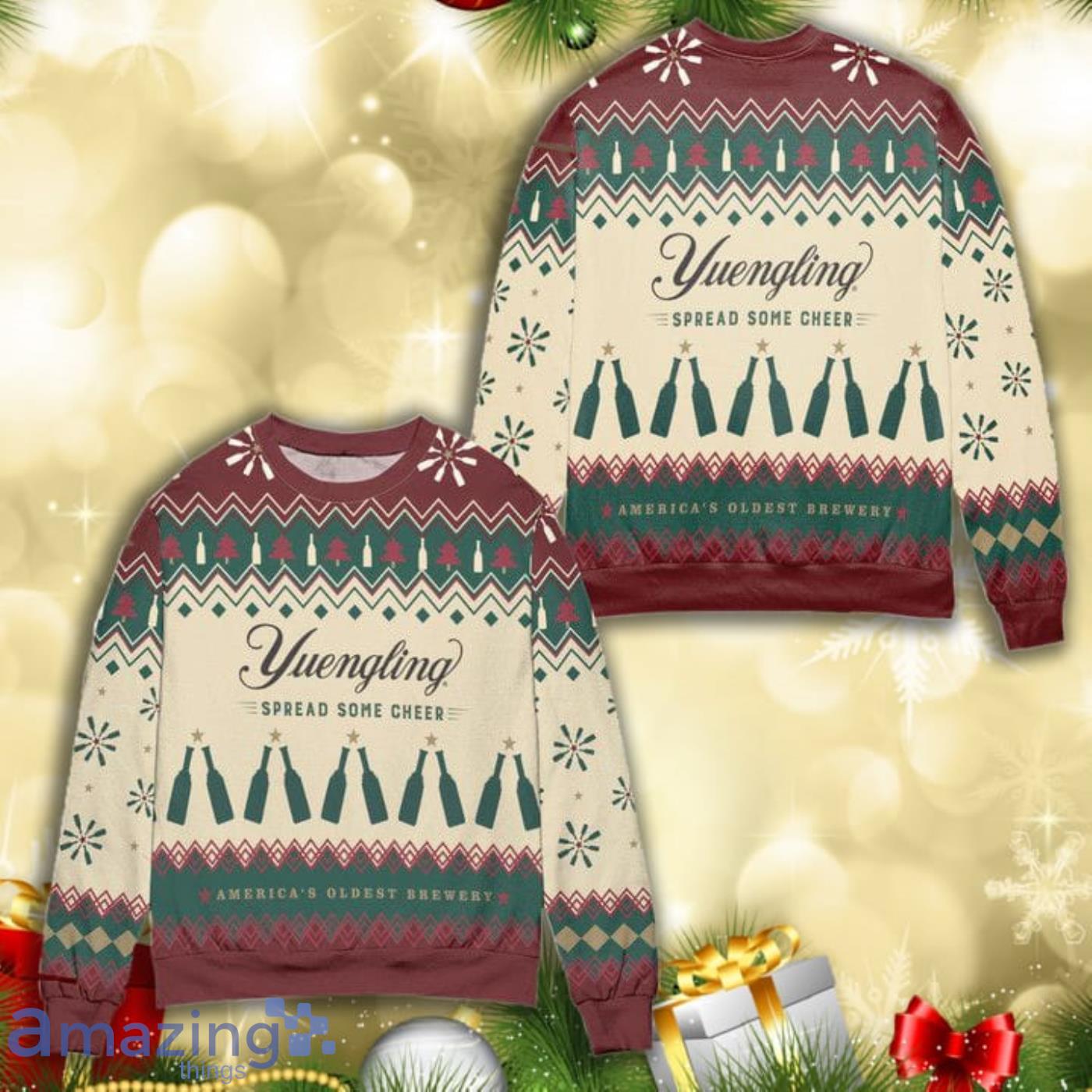 Yuengling Spread Some Cheer Knitting Pattern 3D Ugly Christmas Sweater Product Photo 1