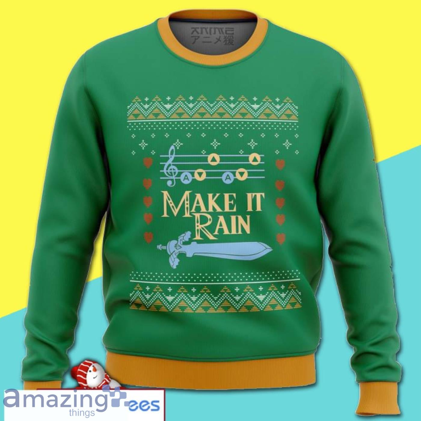 Zelda Make It Rain Merry Christmas All Over Print Ugly Sweater Product Photo 1