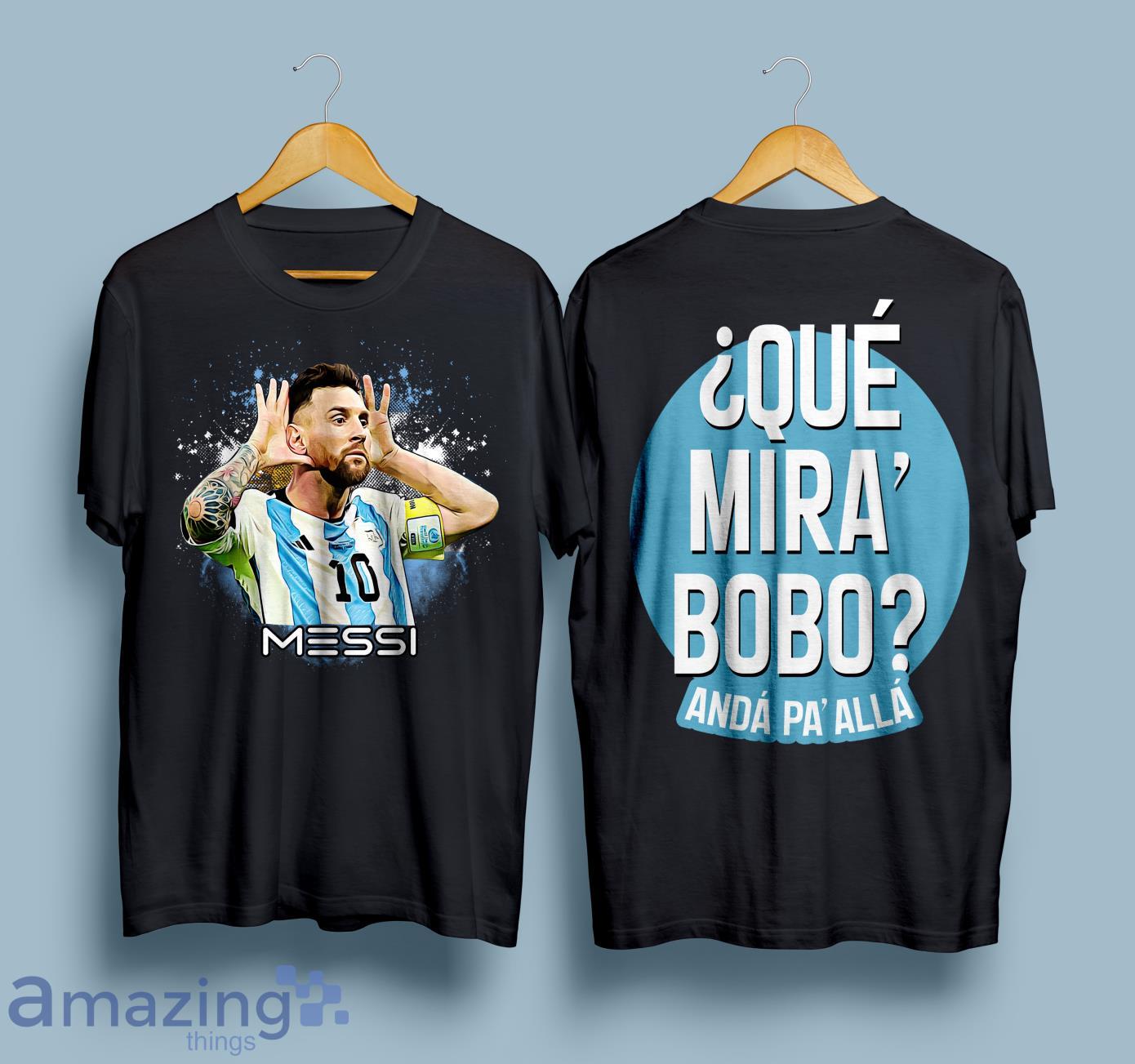 An Angry Lionel Messi Go ahead you stupid FIFA World Cup 2022 Black T-Shirt Product Photo 1