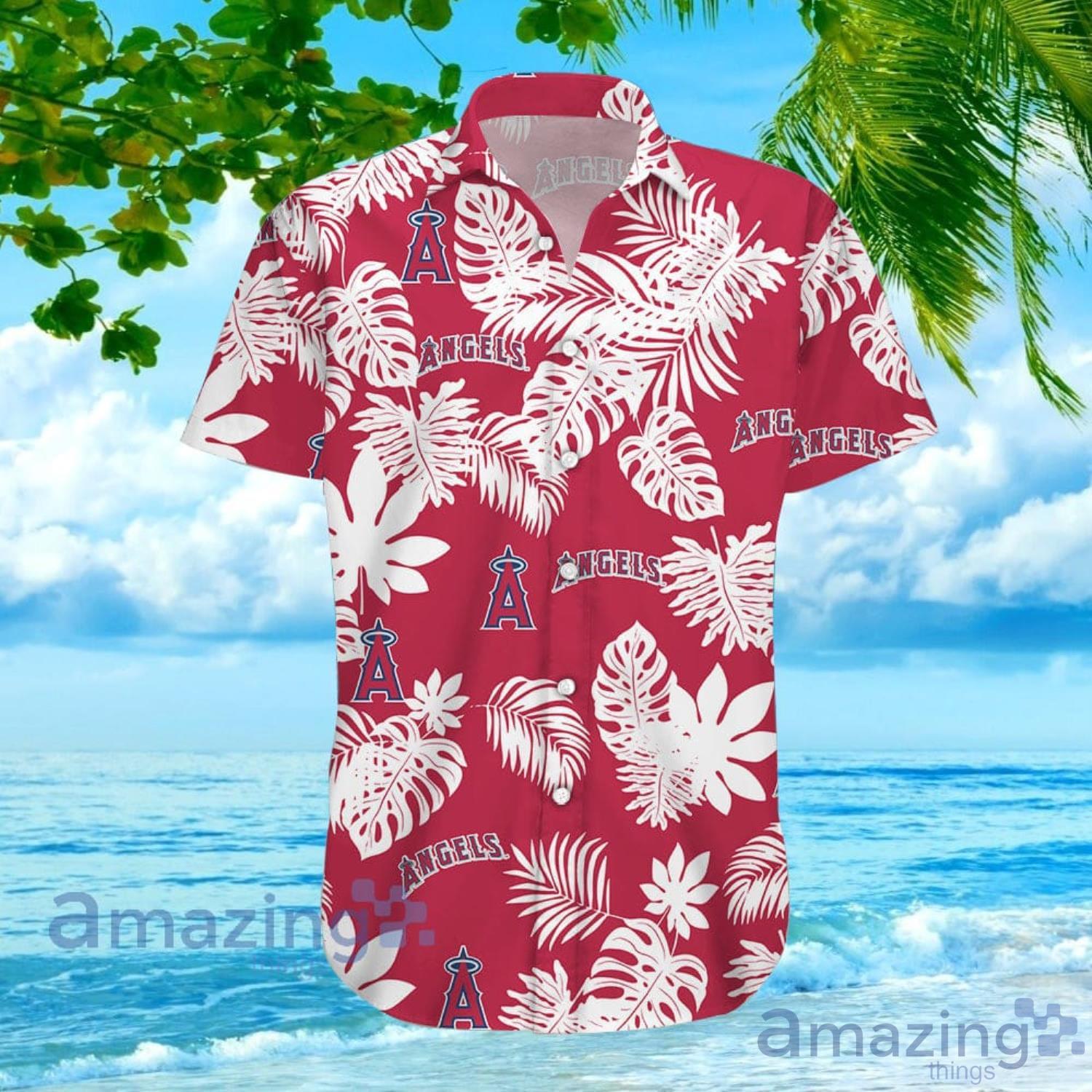 Anaheim Angels Tropical Flower Short Sleeve Hawaiian Shirt And Short