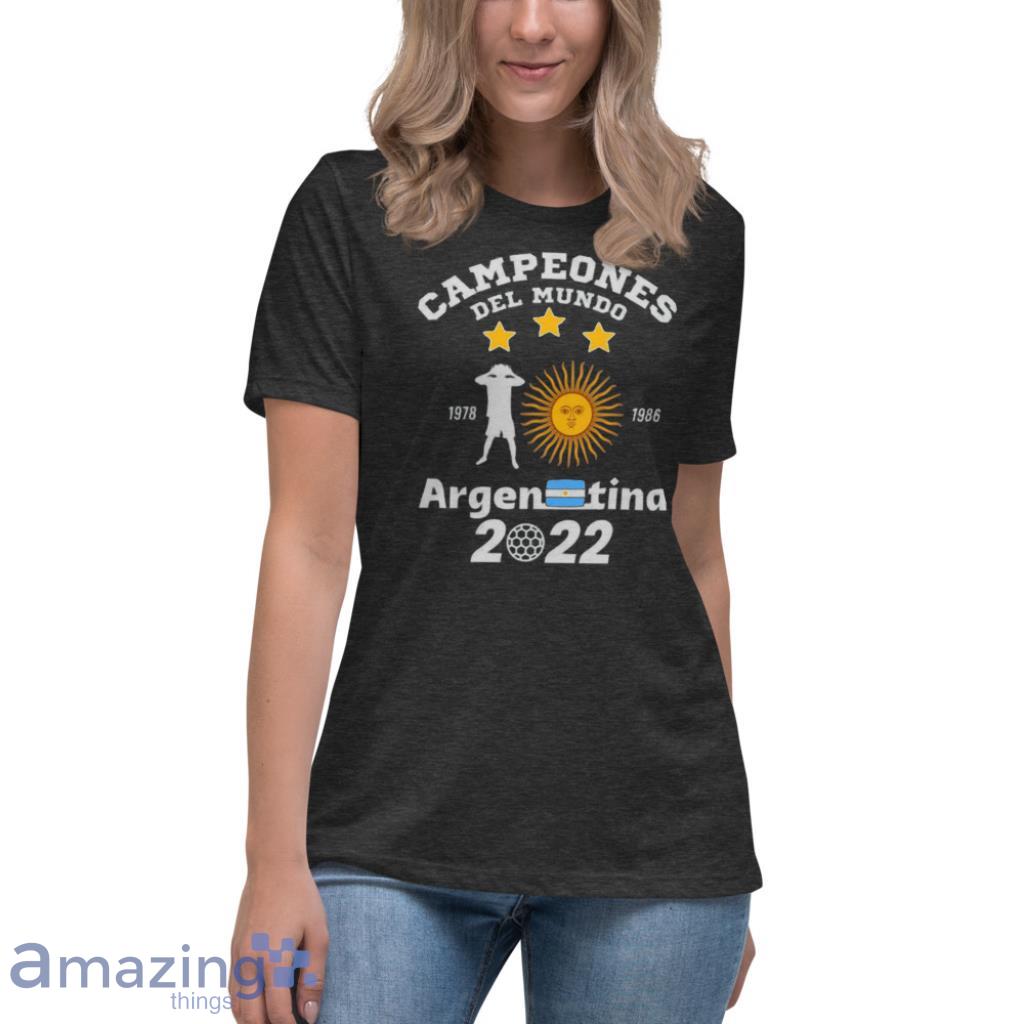 Argentina Campeones Del Mundo 2022 Soccer Football Champions T Shirt image Argentina Campeones Del Mundo 2022 Soccer Football Champions T-Shirt - Womens Relaxed Short Sleeve Jersey Tee-1