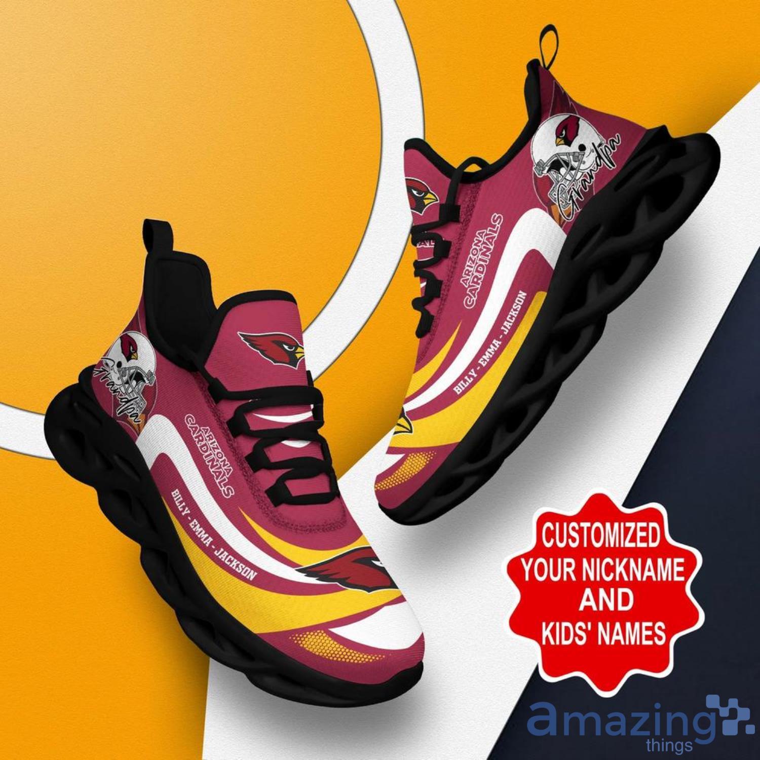 Arizona Cardinals NFL Max Soul Shoes Custom Name Sneakers Gifts For NFL Fans Product Photo 1