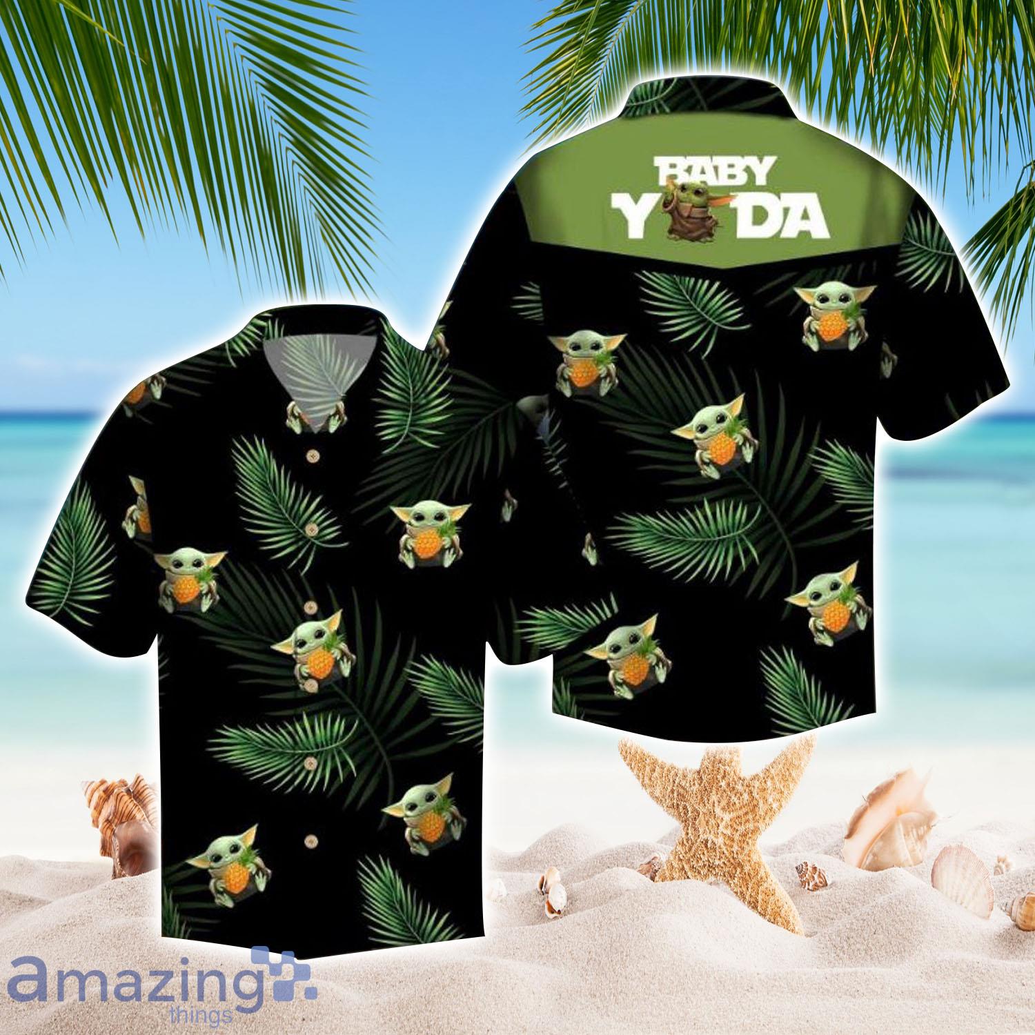 Baby Yoda Hug Pineapple Hawaiian Shirt - Baby Yoda Hug Pineapple Hawaiian Shirt