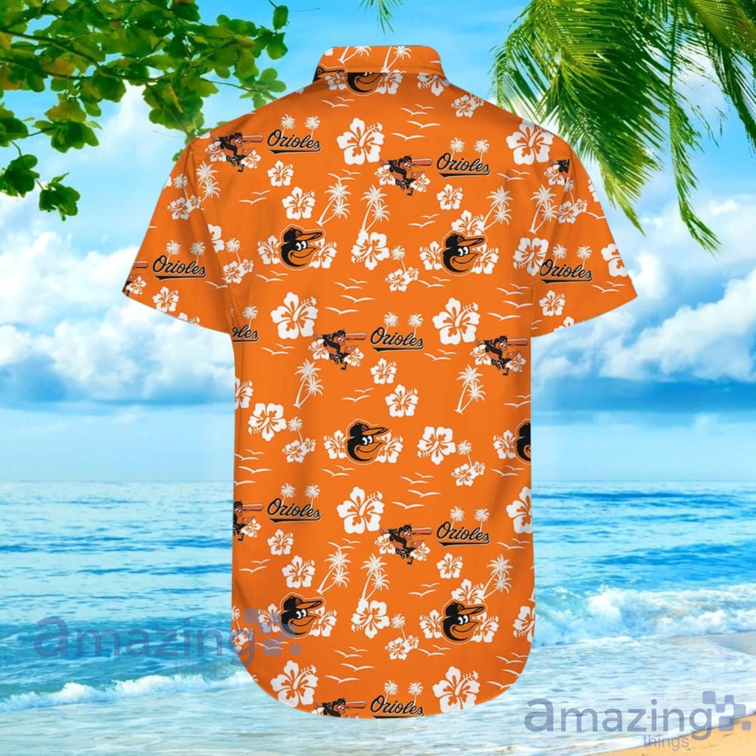 Baltimore Orioles Men's Shirt M Orange NFG Hawaiian All Over Print Button  Down