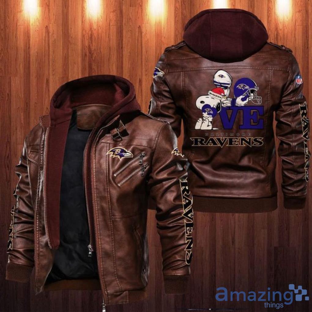 Baltimore Ravens Snoopy Lover Sport Team Leather Jacket For Fan Product Photo 1