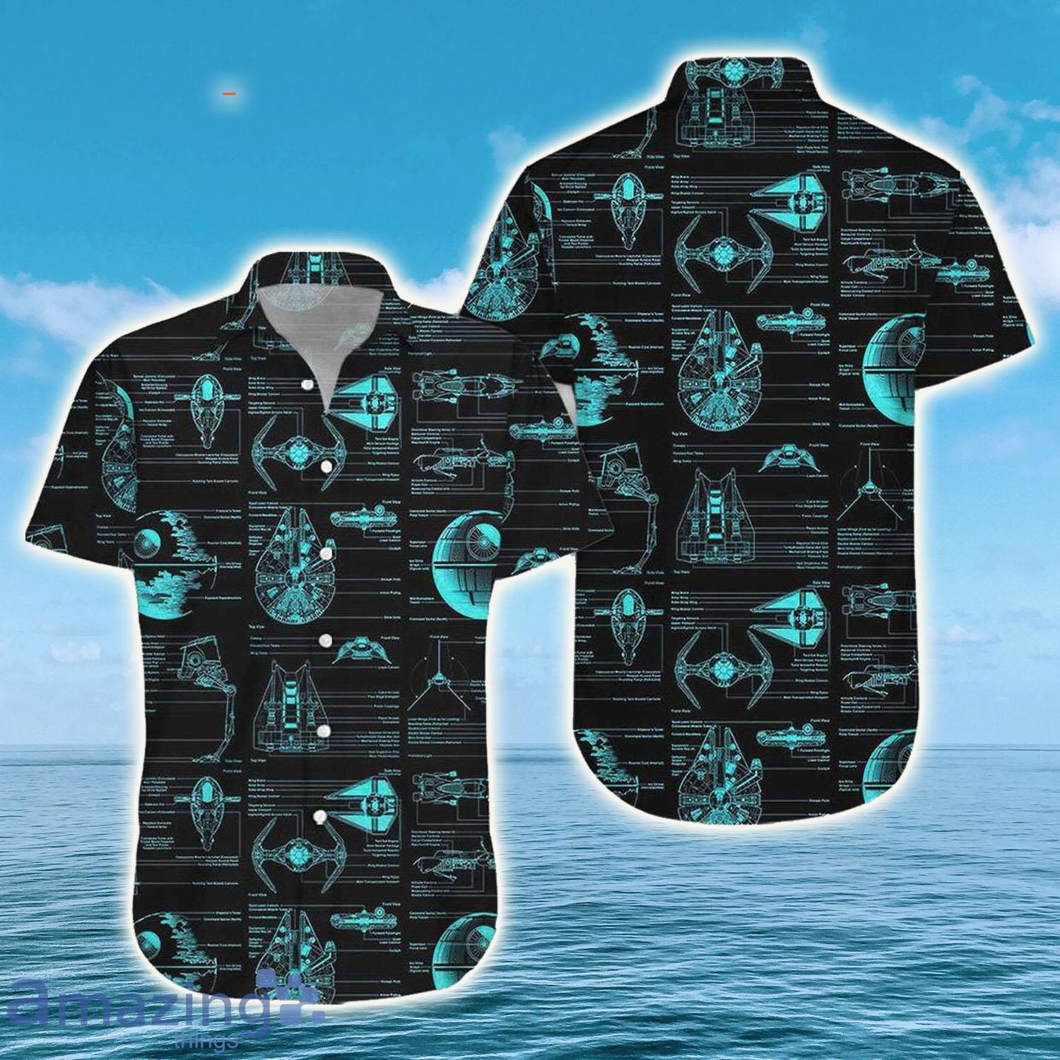 Blueprint Drawings of Spaceships Star Wars Hawaiian Shirt - Blueprint Drawings of Spaceships Star Wars Hawaiian Shirt