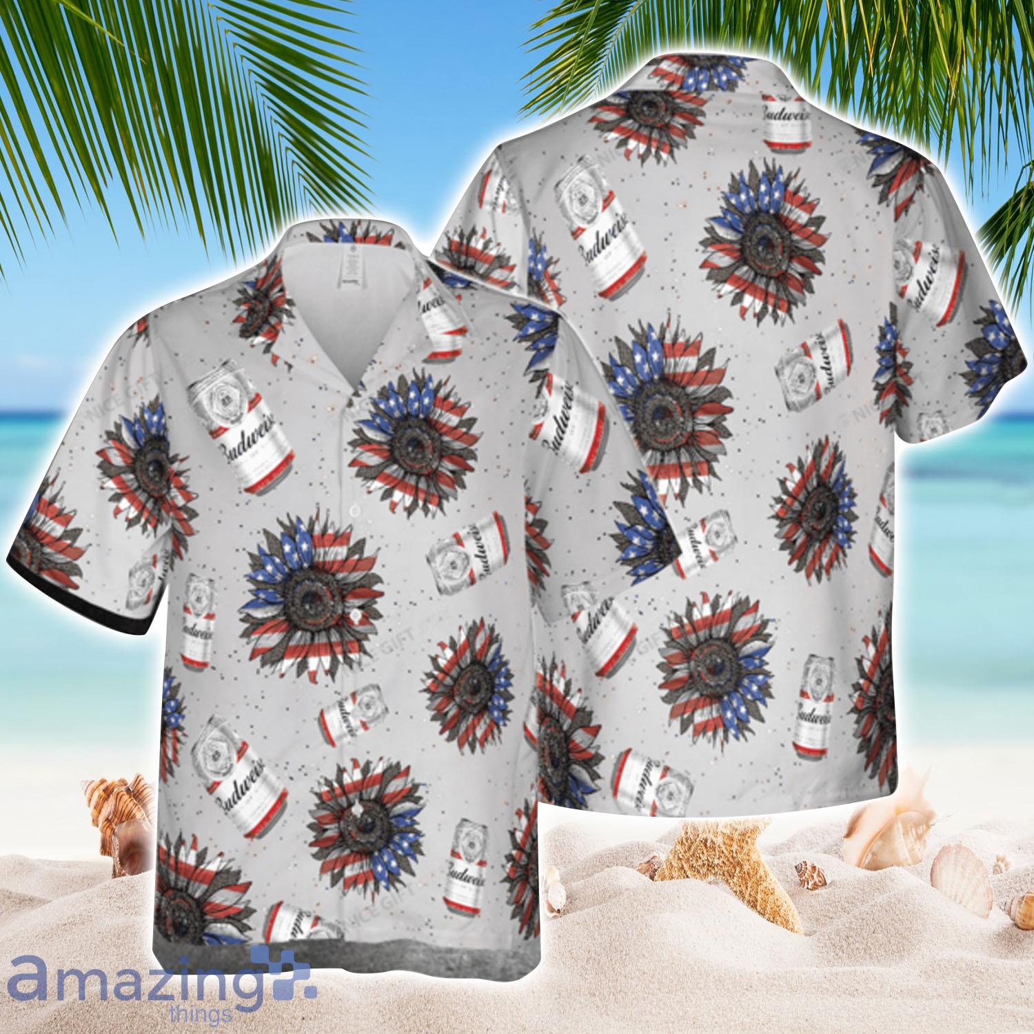 Budweiser Sunflowered Red White Blue 4th Of July Hawaiian Shirt - Budweiser Sunflowered Red White Blue 4th Of July Hawaiian Shirt Budweiser Sunflowered Red White Blue 4th Of July Hawaiian Shirt - Budweiser Sunflowered Red White Blue 4th Of July Hawaiian Shirt