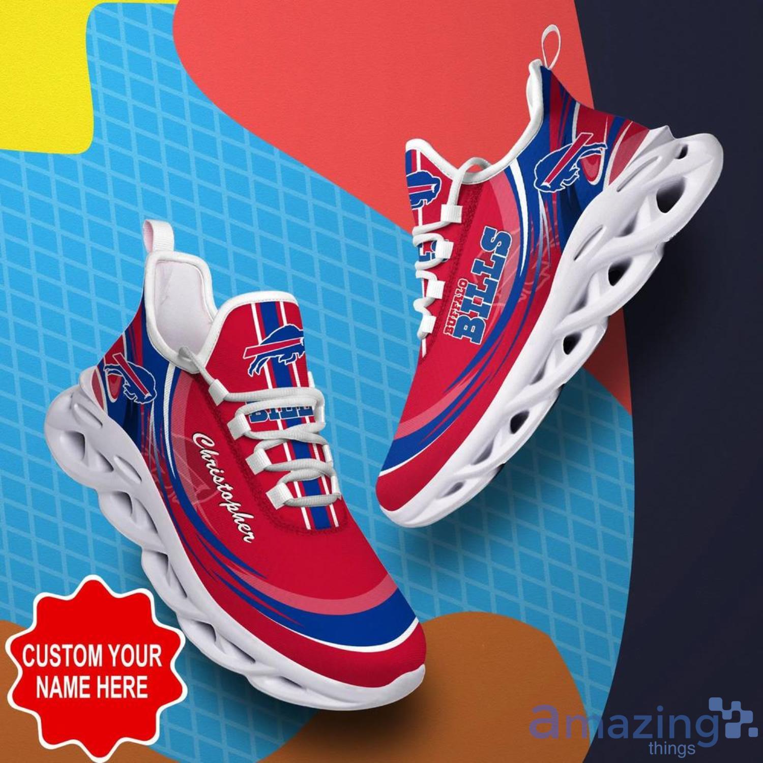 Buffalo Bills Custom Name Luxury NFL Max Soul Shoes Design 8 Chunky Sneakers  For Men And Women - Banantees