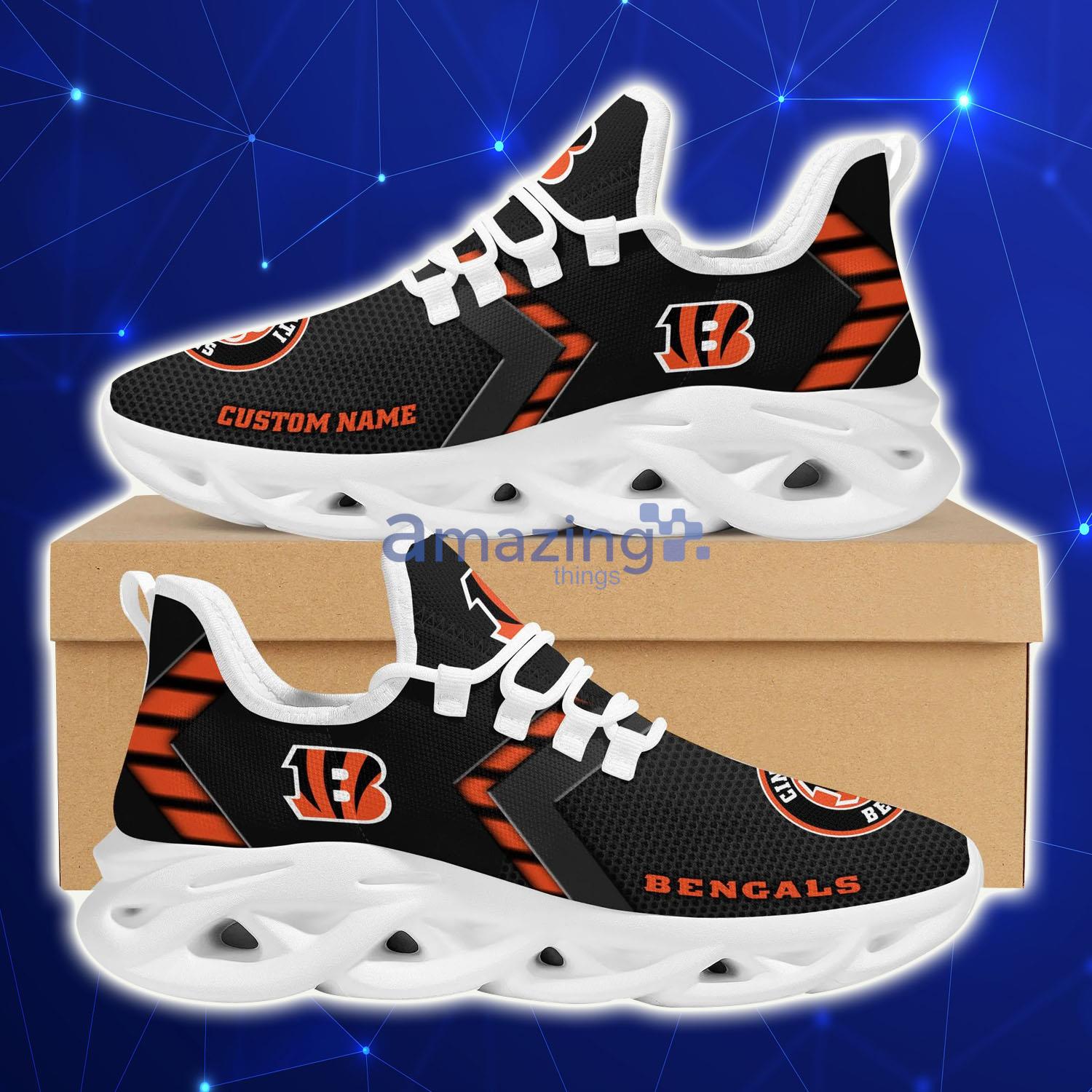 Cincinnati Bengals Custom Name Sporty Max Soul Sneakers - Cincinnati Bengals Custom Name Sporty Max Soul Sneakers