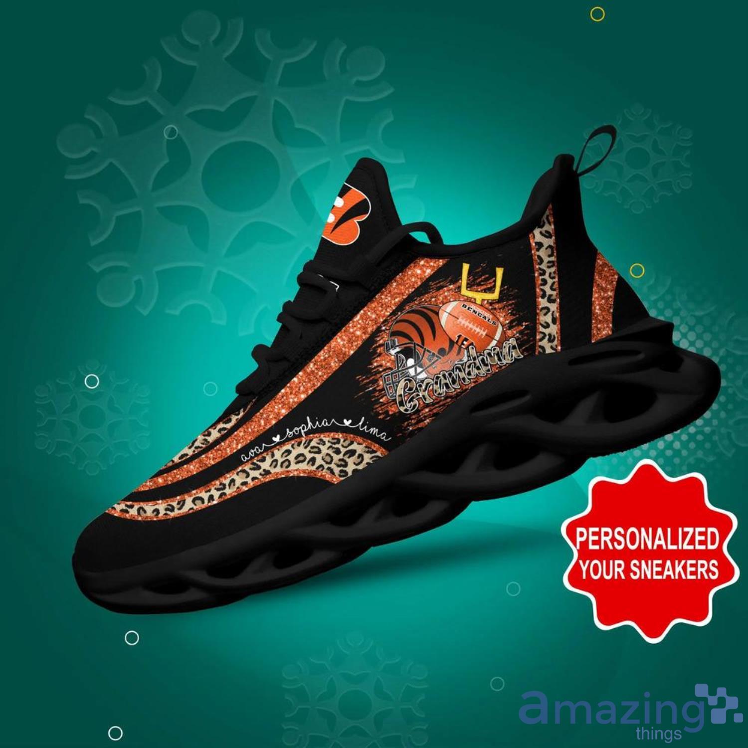 Cincinnati Bengals NFL Max Soul Shoes Custom Name Grandma Leopard Pattern image Cincinnati Bengals NFL Max Soul Shoes Custom Name Grandma Leopard Pattern Product Photo 4