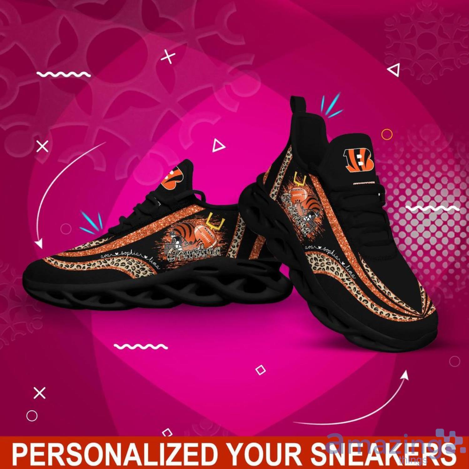 Cincinnati Bengals NFL Max Soul Shoes Custom Name Grandma Leopard Pattern image Cincinnati Bengals NFL Max Soul Shoes Custom Name Grandma Leopard Pattern Product Photo 5