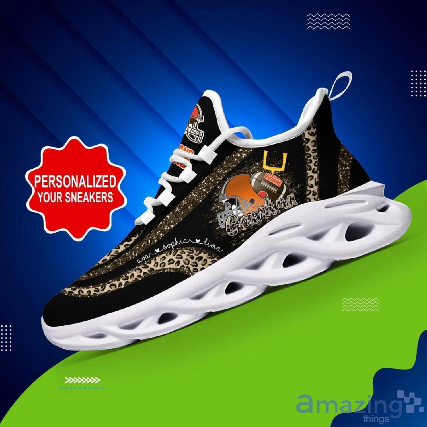 Cleveland Browns NFL Max Soul Shoes Custom Name Grandma Leopard Pattern Product Photo 1
