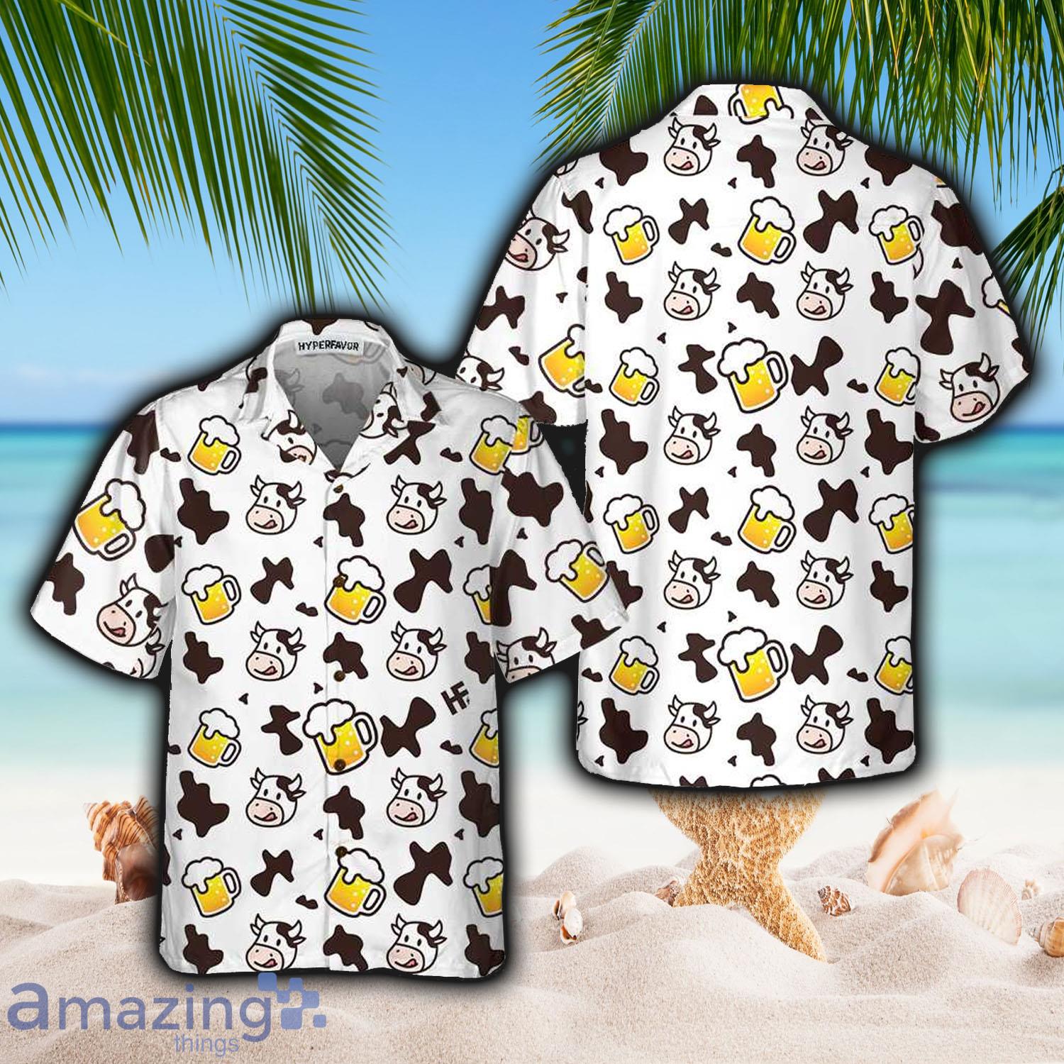Cow And Beer Mug Seamless Pattern Cow Hawaiian Shirt - Cow And Beer Mug Seamless Pattern Cow Hawaiian Shirt