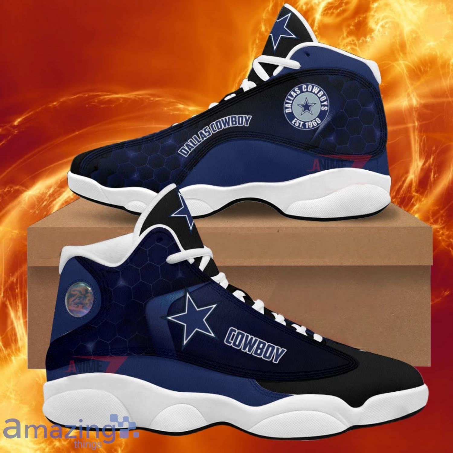 Dallas Cowboys Team Custom Name Air Jordan 13 Shoes For Fans