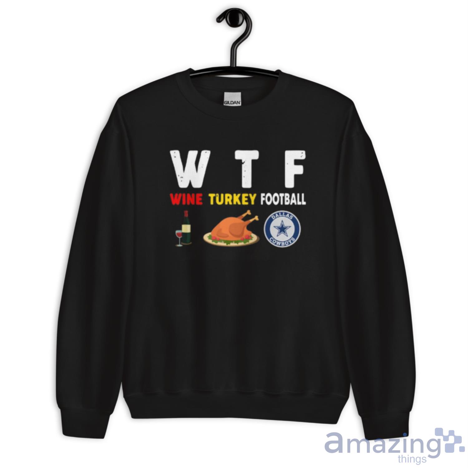 WTF Wine Turkey Football Dallas Cowboys Thanksgiving Women's V-Neck T-Shirt  