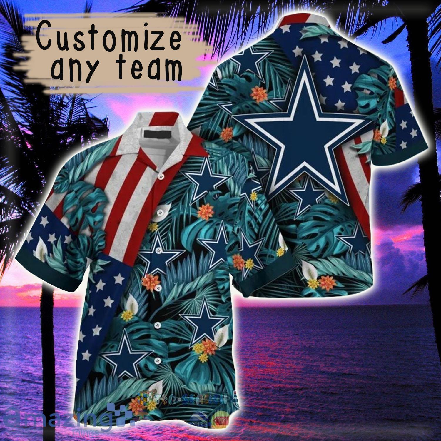 Dallas Cowboys NFL American Flag Tropical Hawaiian Shirt - Dallas Cowboys NFL American Flag Tropical Hawaiian Shirt