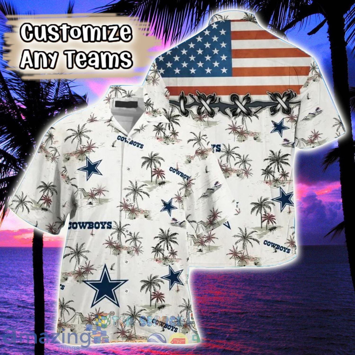Dallas Cowboys NFL USA Flag Palm Tree Hawaiian Shirt - Dallas Cowboys NFL USA Flag Palm Tree Hawaiian Shirt