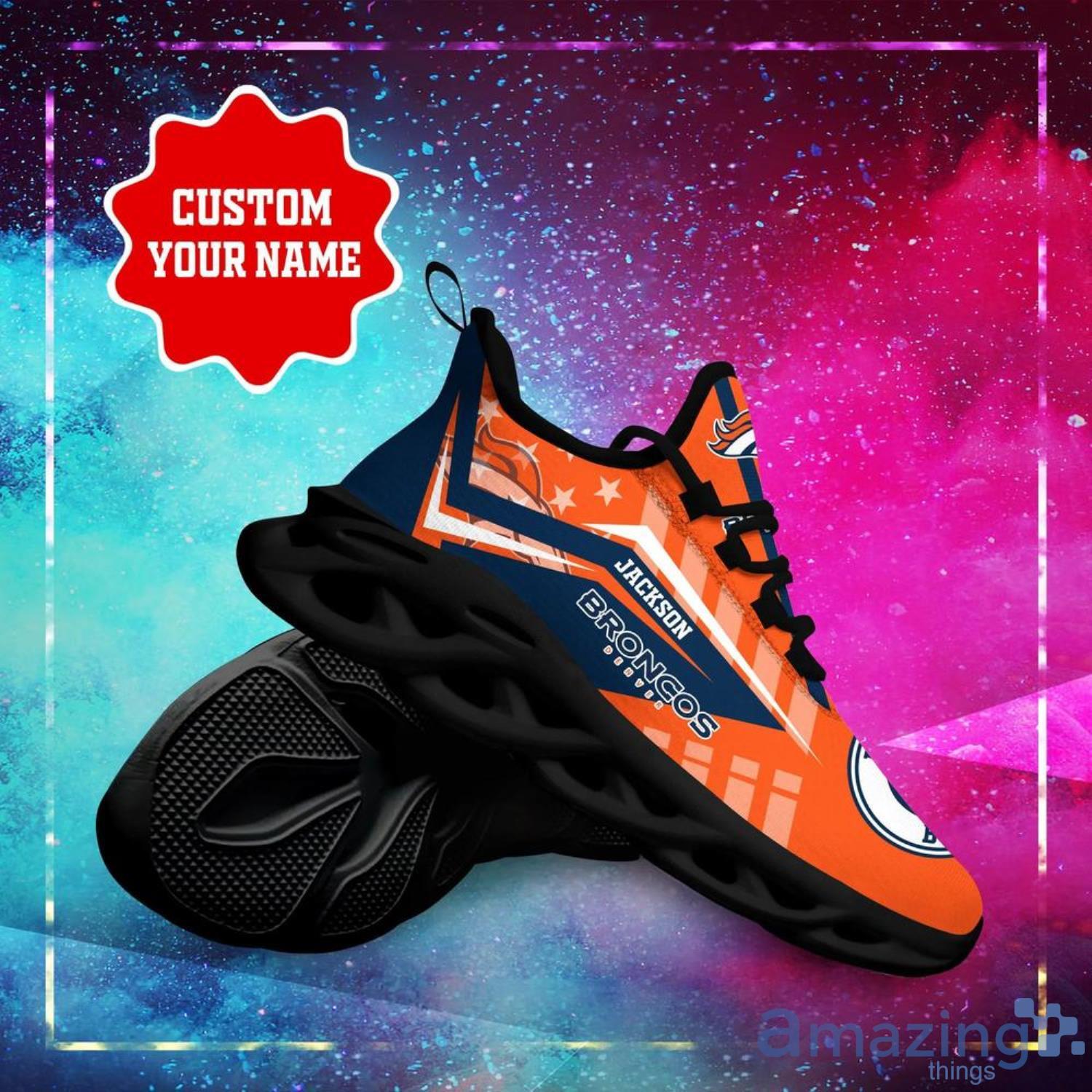 Denver Broncos NFL Striped Style Special Max Soul Shoes Running Sneakers  For Men And Women - YesItCustom