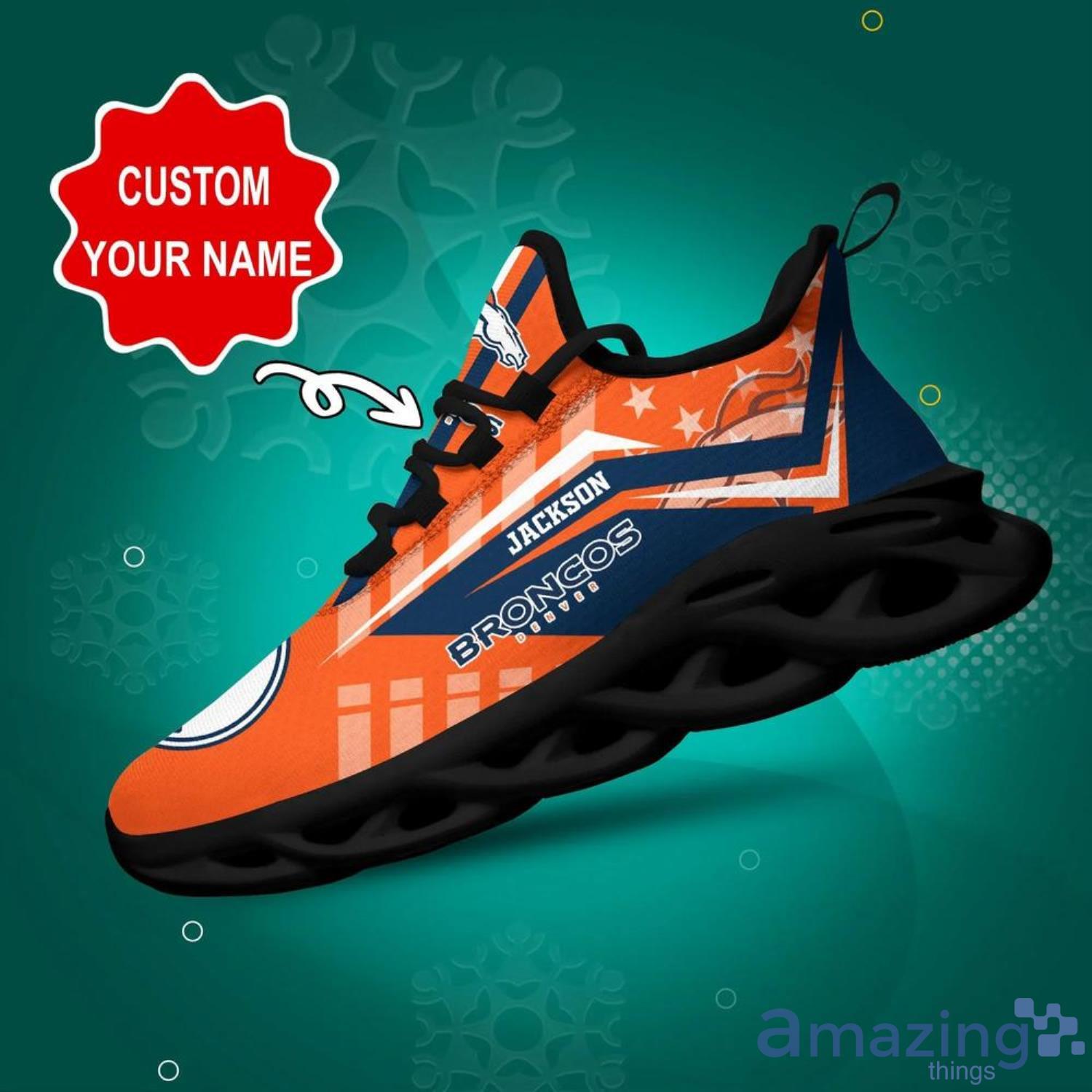 Denver Broncos NFL Max Soul Shoes Striped Custom Name Sneakers Product Photo 1