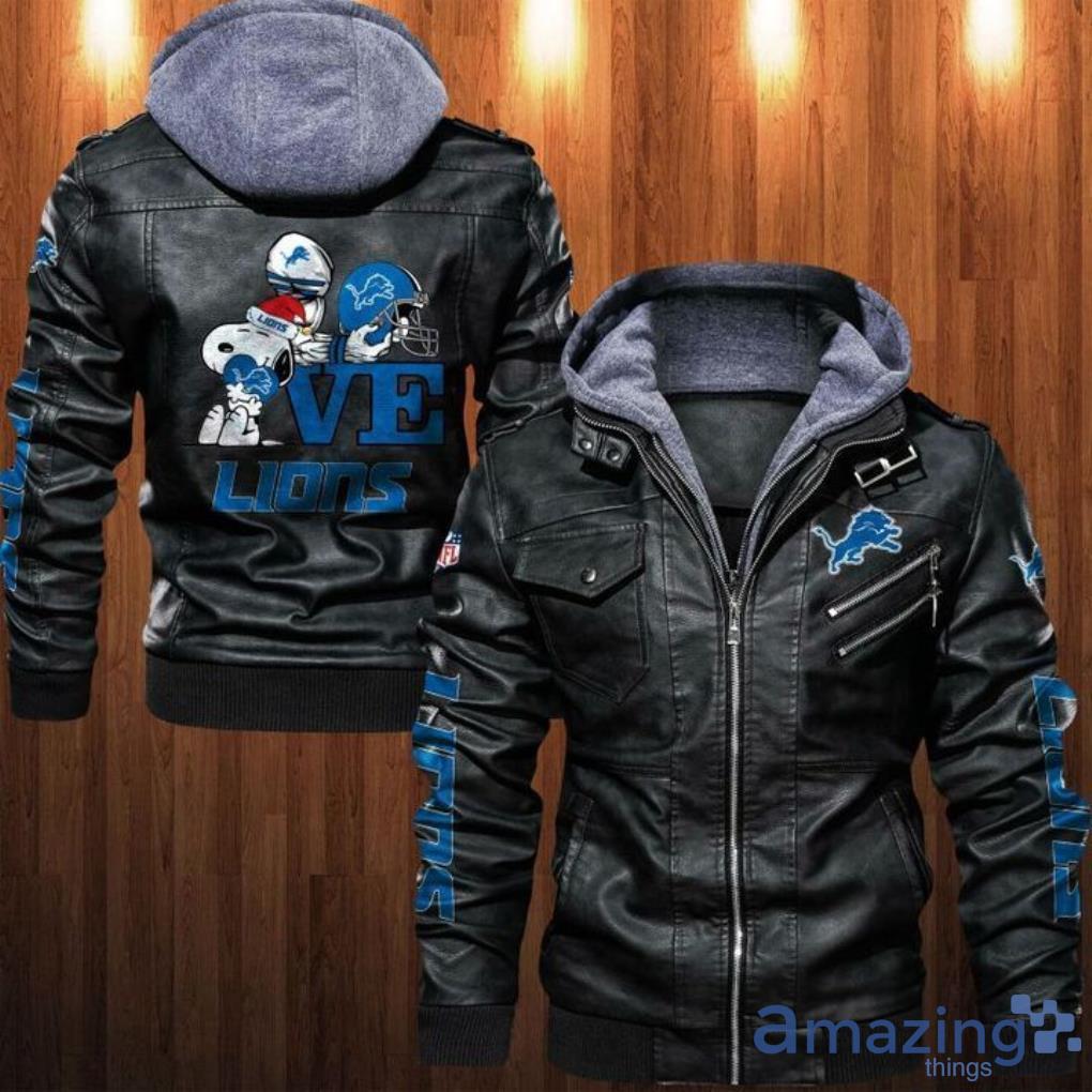 NFL Detroit Lions Fans Style 2 Logo Black And Brown Leather Jacket Men And  Women - Freedomdesign