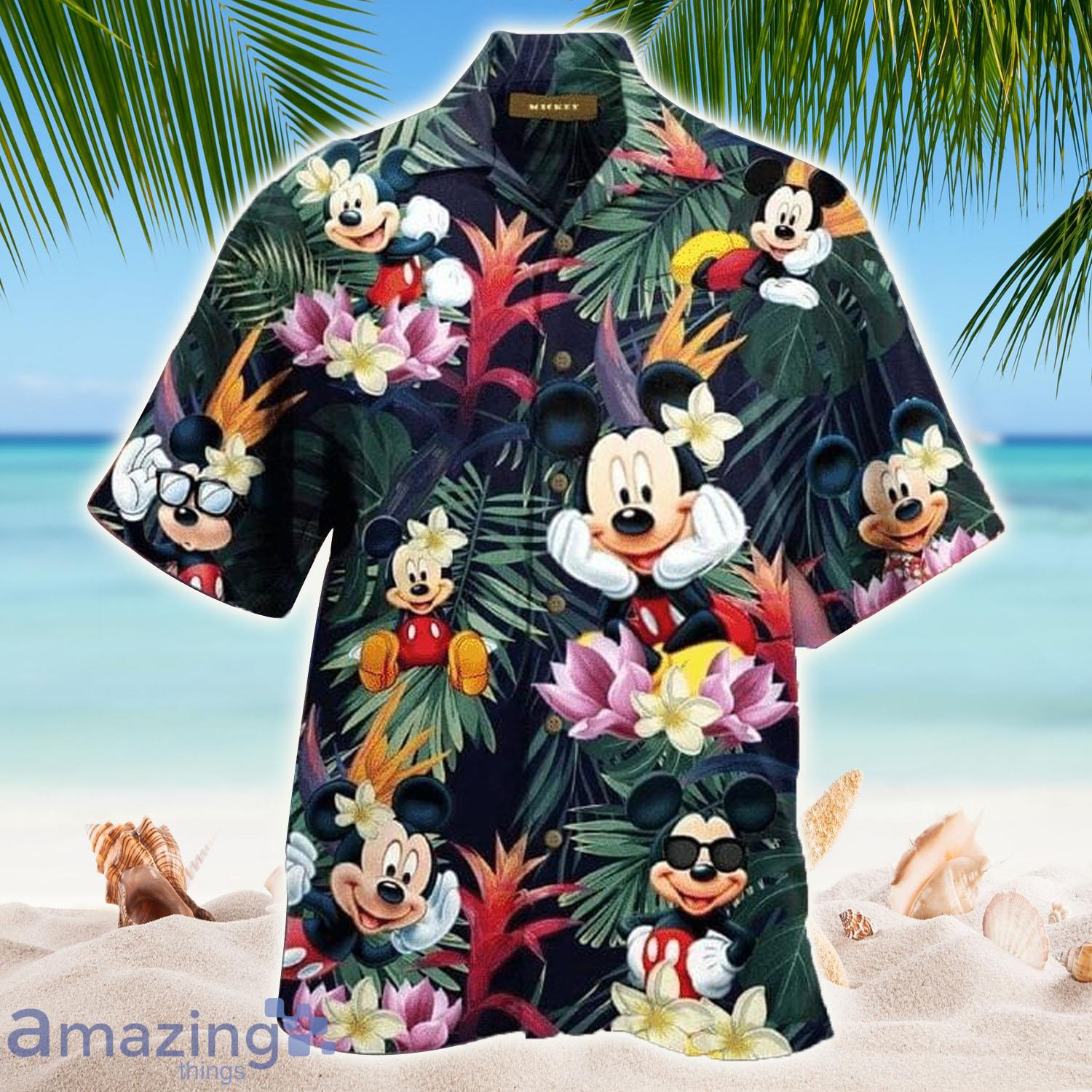 Disney Mickey Mouse Tropical Print Hawaiian Shirt - Disney Mickey Mouse Tropical Print Hawaiian Shirt