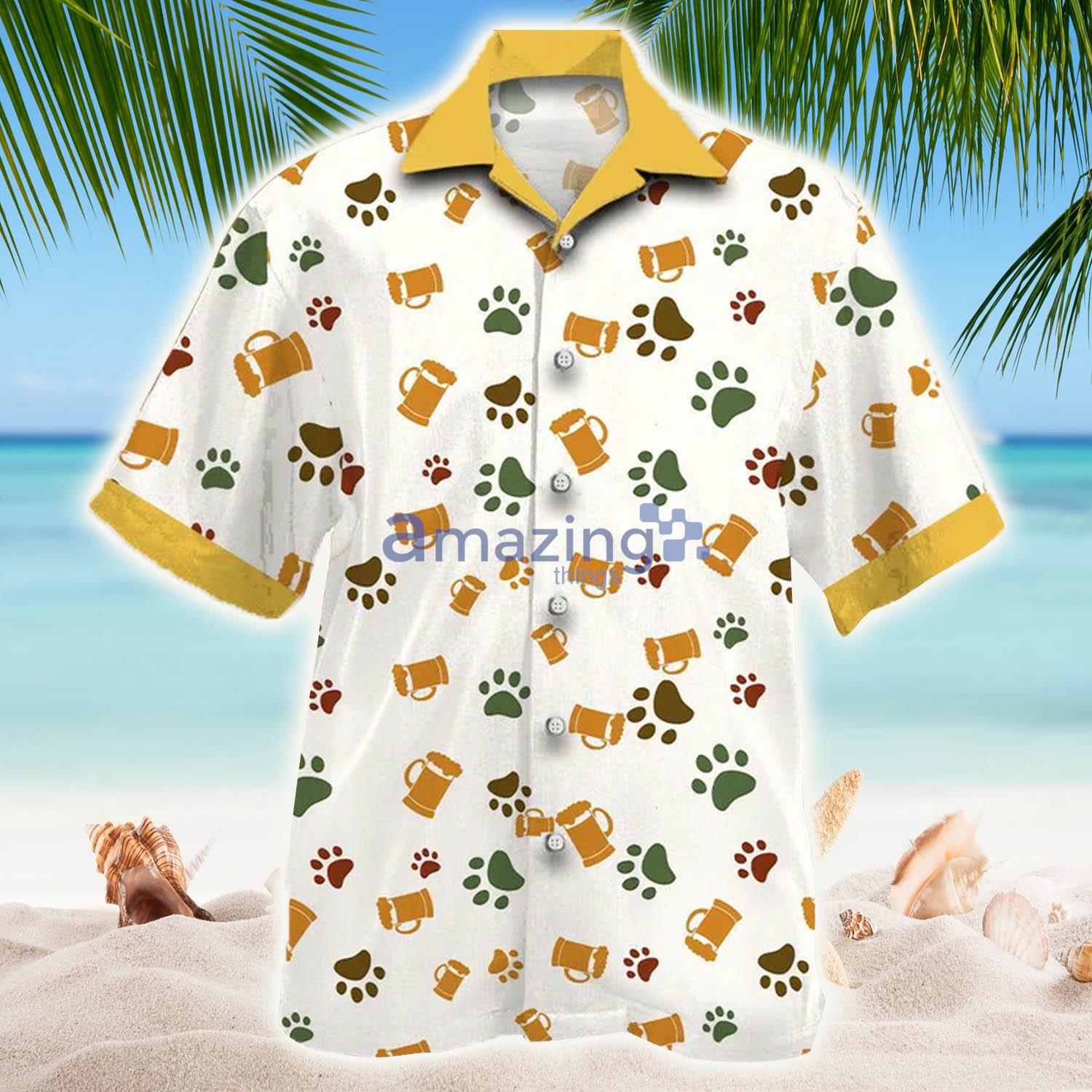 Dog With Beer Pattern Hawaiian Shirt - Dog With Beer Pattern Hawaiian Shirt