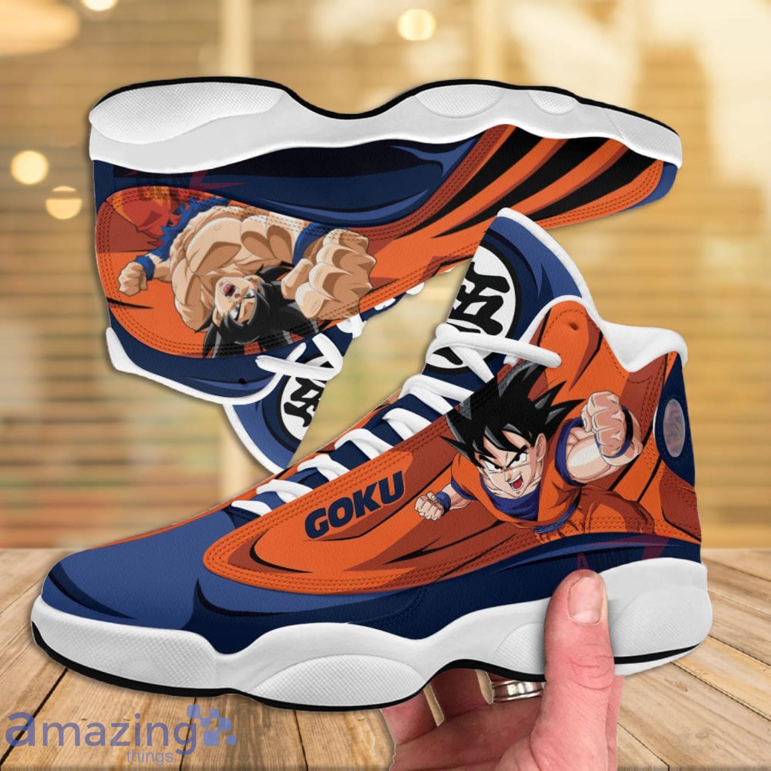 Dragon Ball Goku Super Saiyan 2 AJ13 Sneakers Anime Air Jordan 13 Shoes   Banantees