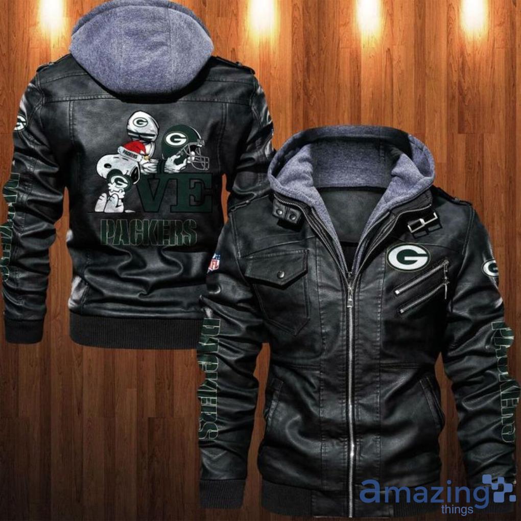 Green Bay Packers Snoopy Lover Sport Team Leather Jacket  For Fan Product Photo 1