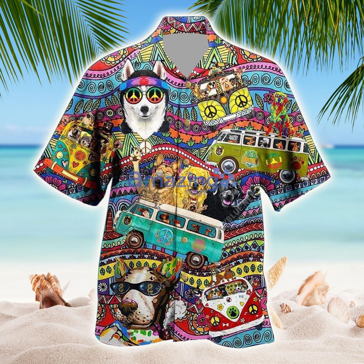 Hippie Husky Dog Hawaiian Shirt - Hippie Husky Dog Hawaiian Shirt