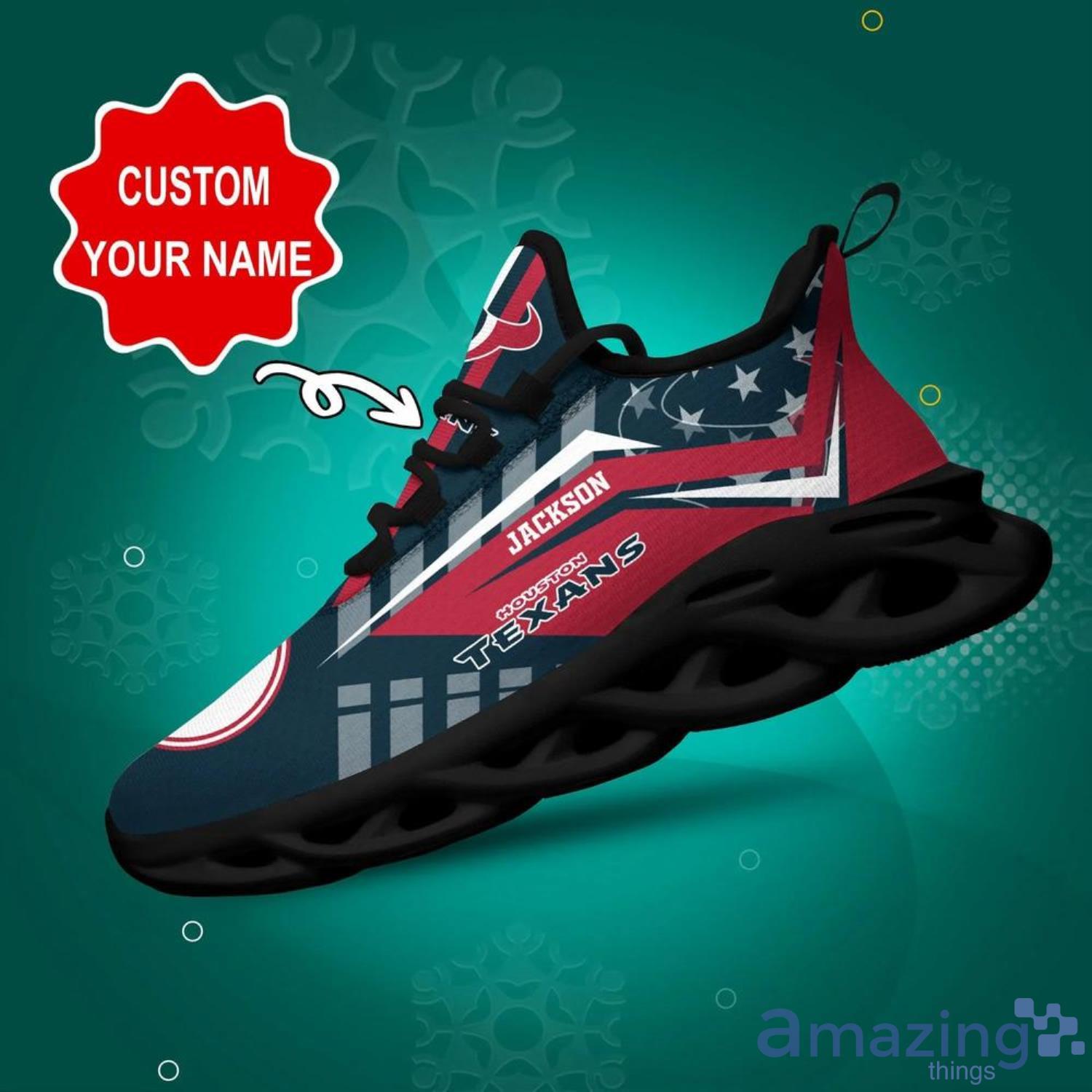 Houston Texans NFL Max Soul Shoes Striped Custom Name Sneakers Product Photo 1