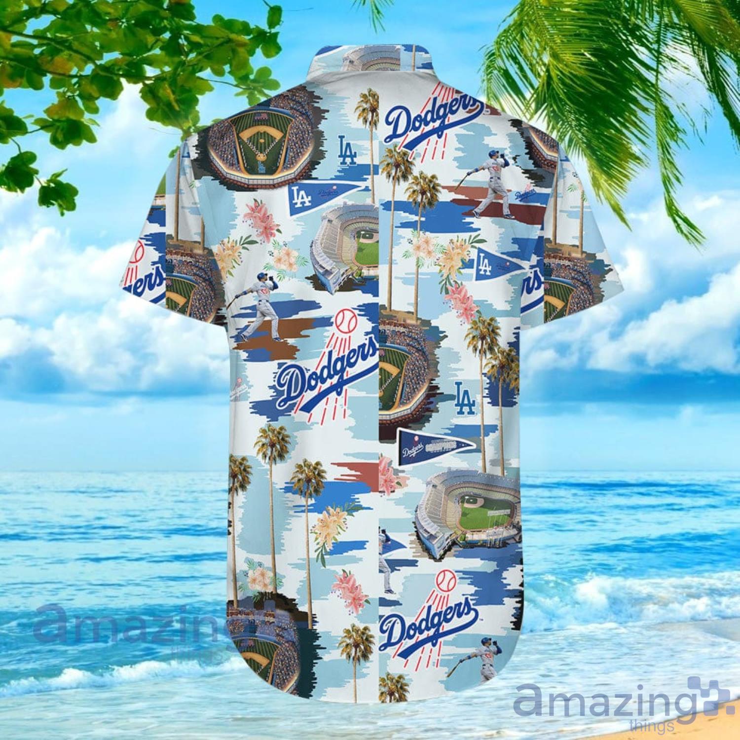 Dodgers Hawaiian Shirt LA Dodgers Blue Trees Hawaiian Shirt