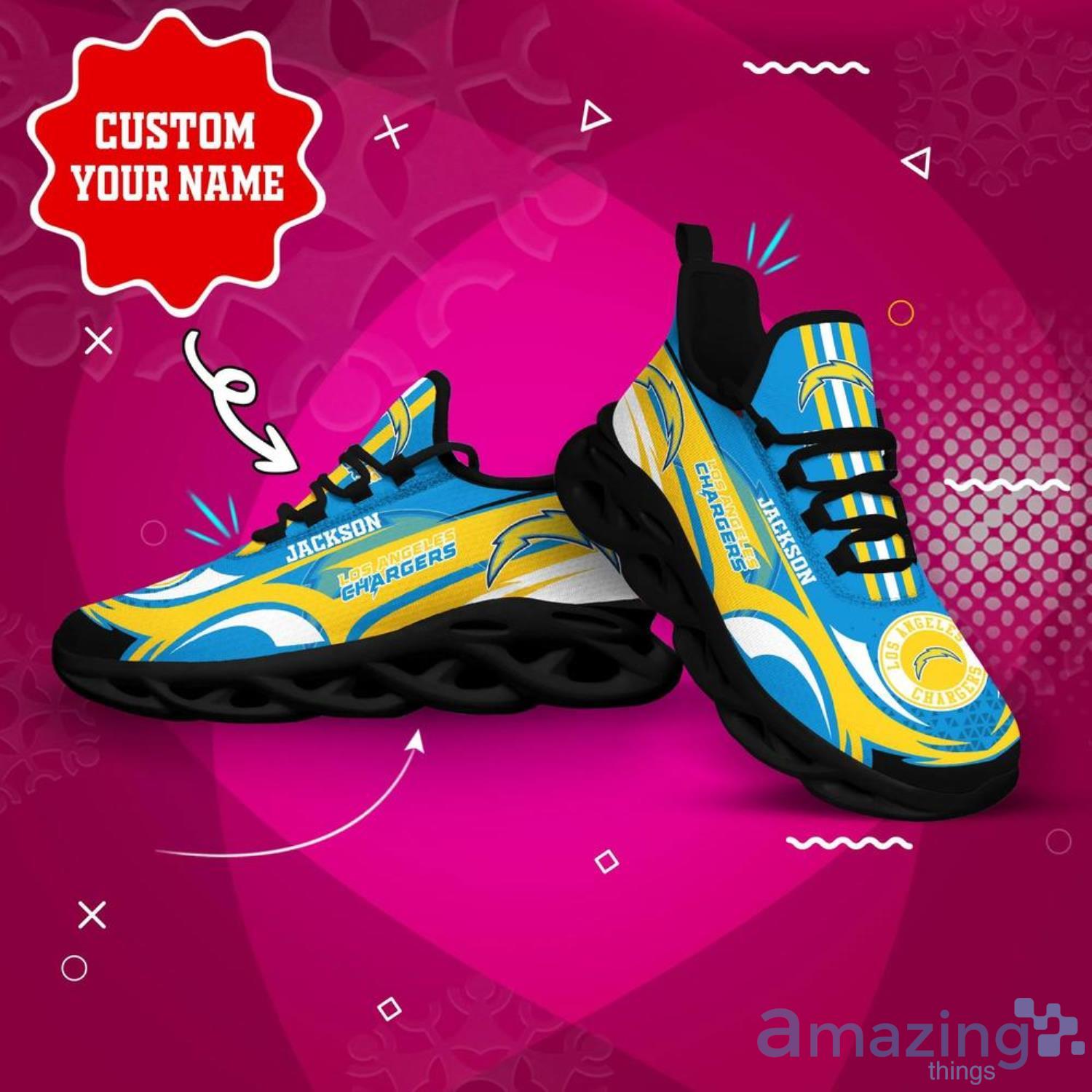 Los Angeles Chargers NFL Max Soul Shoes Custom Name Sneakers image Los Angeles Chargers NFL Max Soul Shoes Custom Name Sneakers Product Photo 2