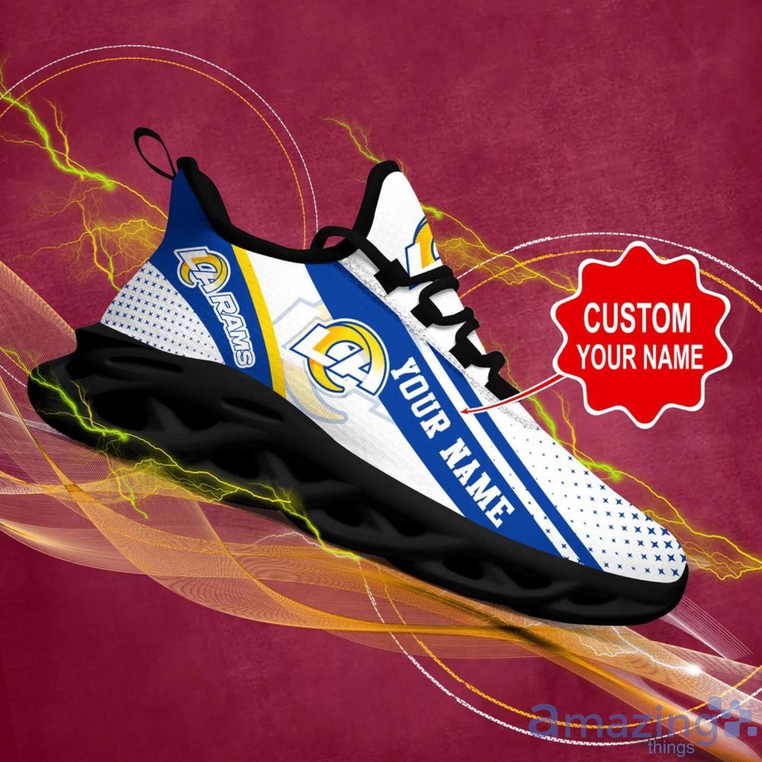 Los Angeles Rams NFL White Max Soul Shoes Custom Name Sneakers image Los Angeles Rams NFL White Max Soul Shoes Custom Name Sneakers Product Photo 3