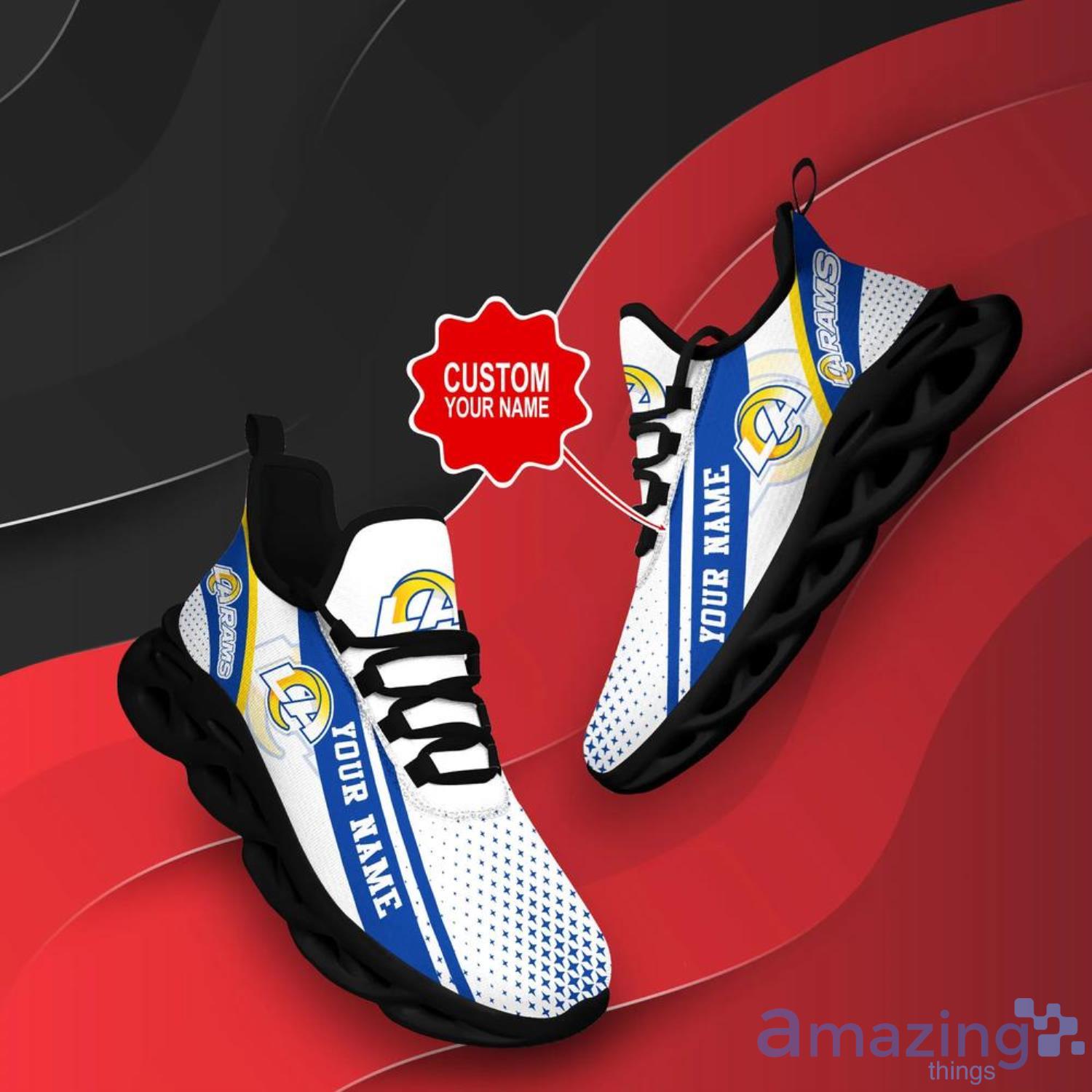 Los Angeles Rams NFL White Max Soul Shoes Custom Name Sneakers image Los Angeles Rams NFL White Max Soul Shoes Custom Name Sneakers Product Photo 4