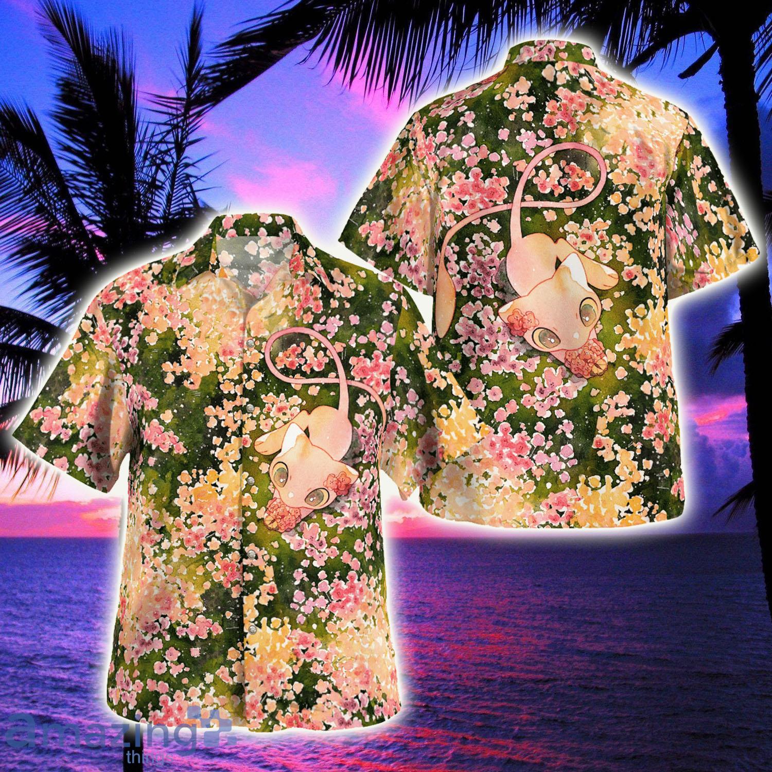 Mew Summer Flowers Beach New Pokemon Hawaiian Shirt - Mew Summer Flowers Beach New Pokemon Hawaiian Shirt