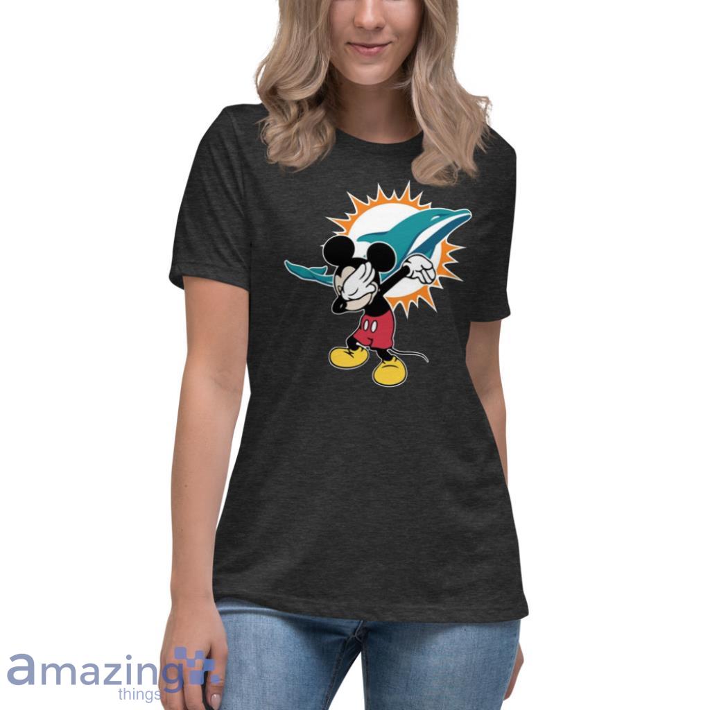 Miami Dolphins NFL Football Dabbing Mickey Disney Sports For Fans T Shirt image Miami Dolphins NFL Football Dabbing Mickey Disney Sports For Fans T Shirt - Womens Relaxed Short Sleeve Jersey Tee-1