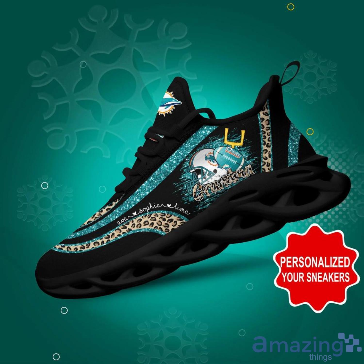 Miami Dolphins NFL Light Abstract Pattern Custom Name Max Soul Shoes For Men  And Women - Freedomdesign