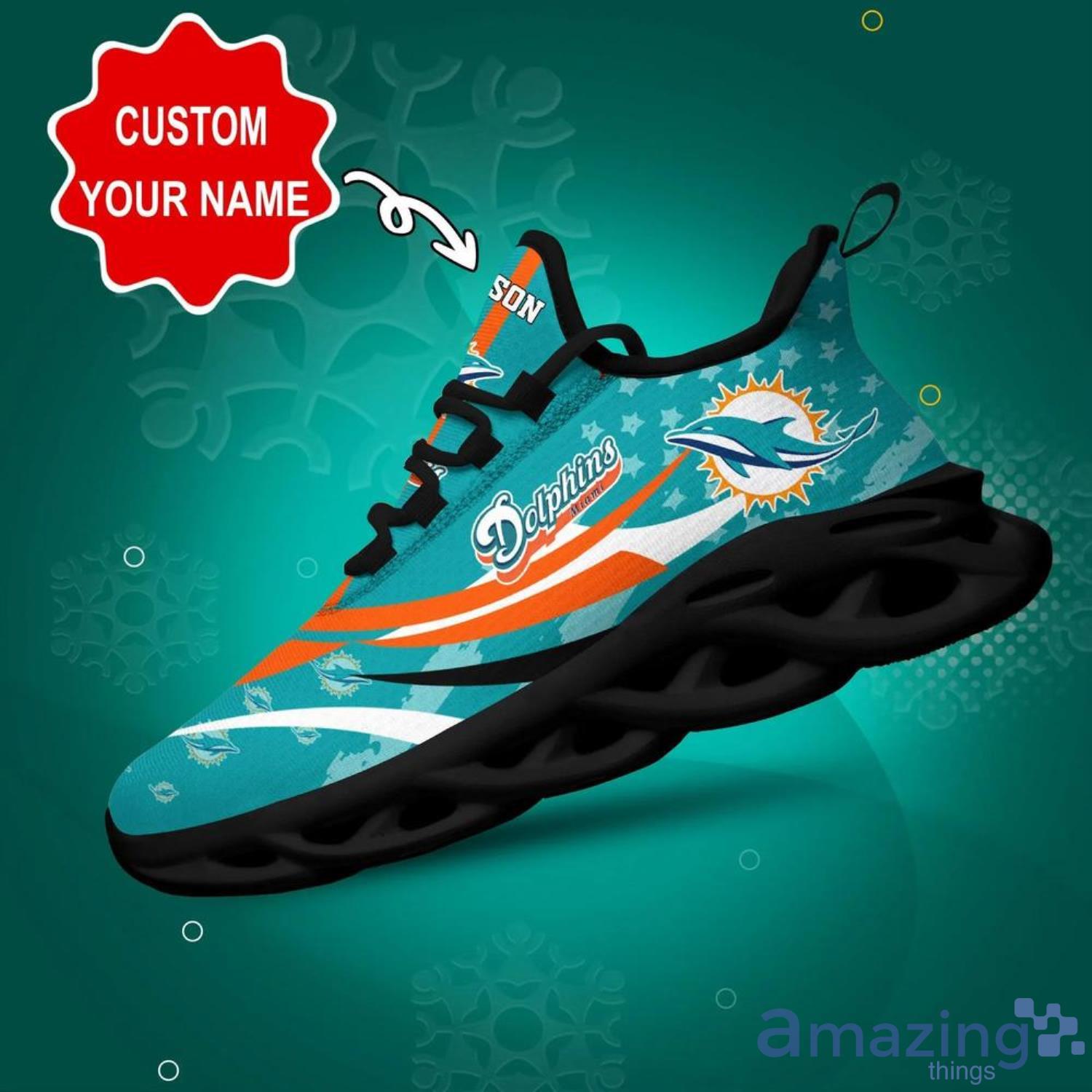 Miami Dolphins 3D Air Cushion Sports Shoes Custom Name For Fans NFL