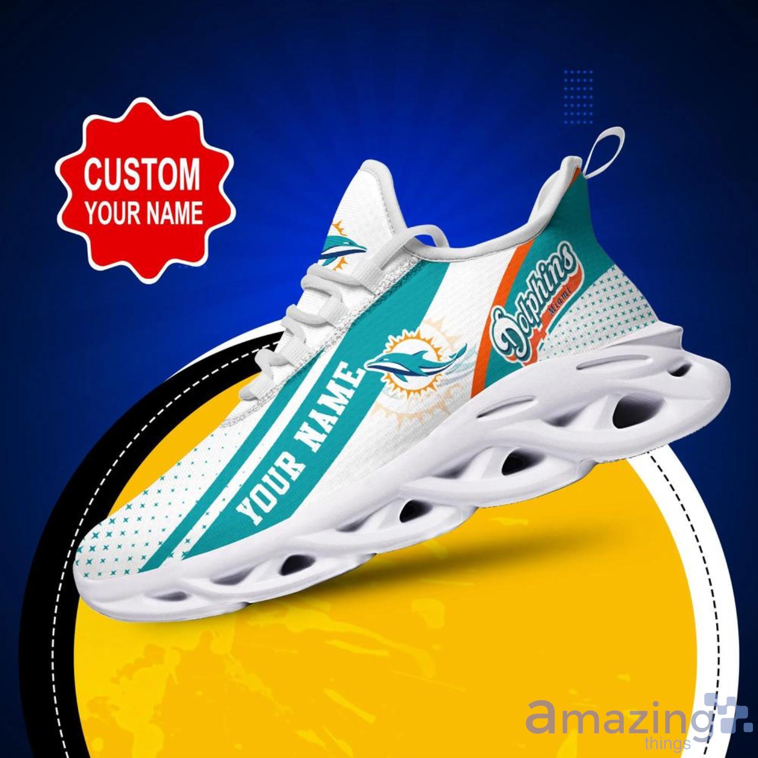 Personalized NFL Miami Dolphins White Max Soul Shoes - LIMITED EDITION