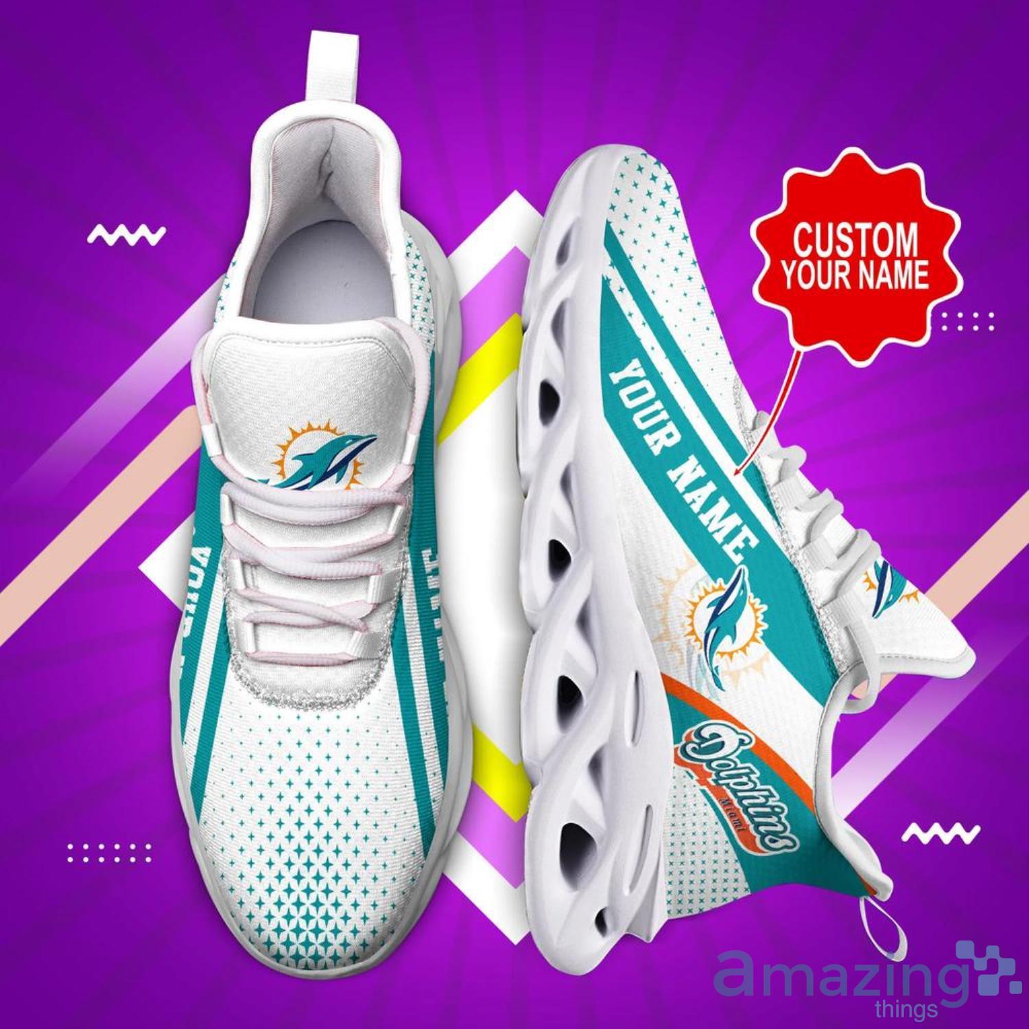 Personalized NFL Miami Dolphins White Max Soul Shoes - LIMITED EDITION