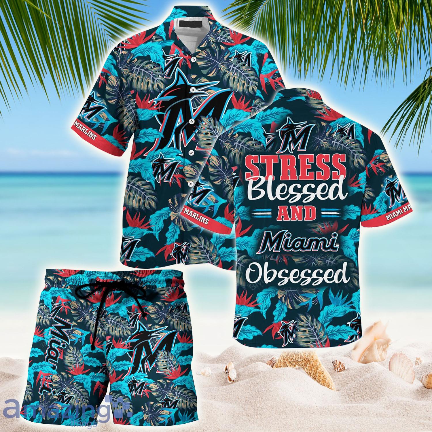 Miami Marlins Mlb Summer Beach Hawaiian Shirt Stress Blessed Obsessed