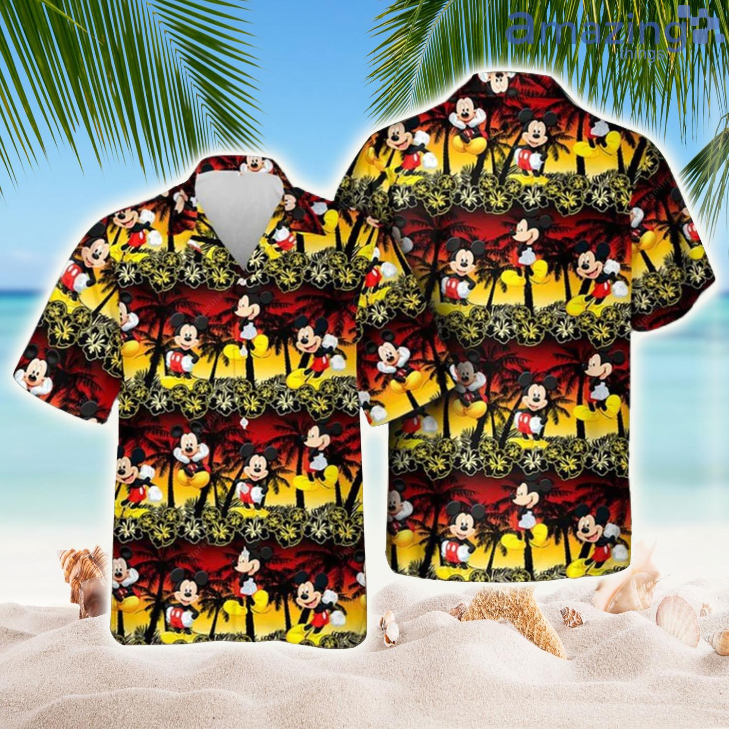 Mickey Mouse Palm Tree Sunset Hawaiian Shirt - Mickey Mouse Palm Tree Sunset Hawaiian Shirt