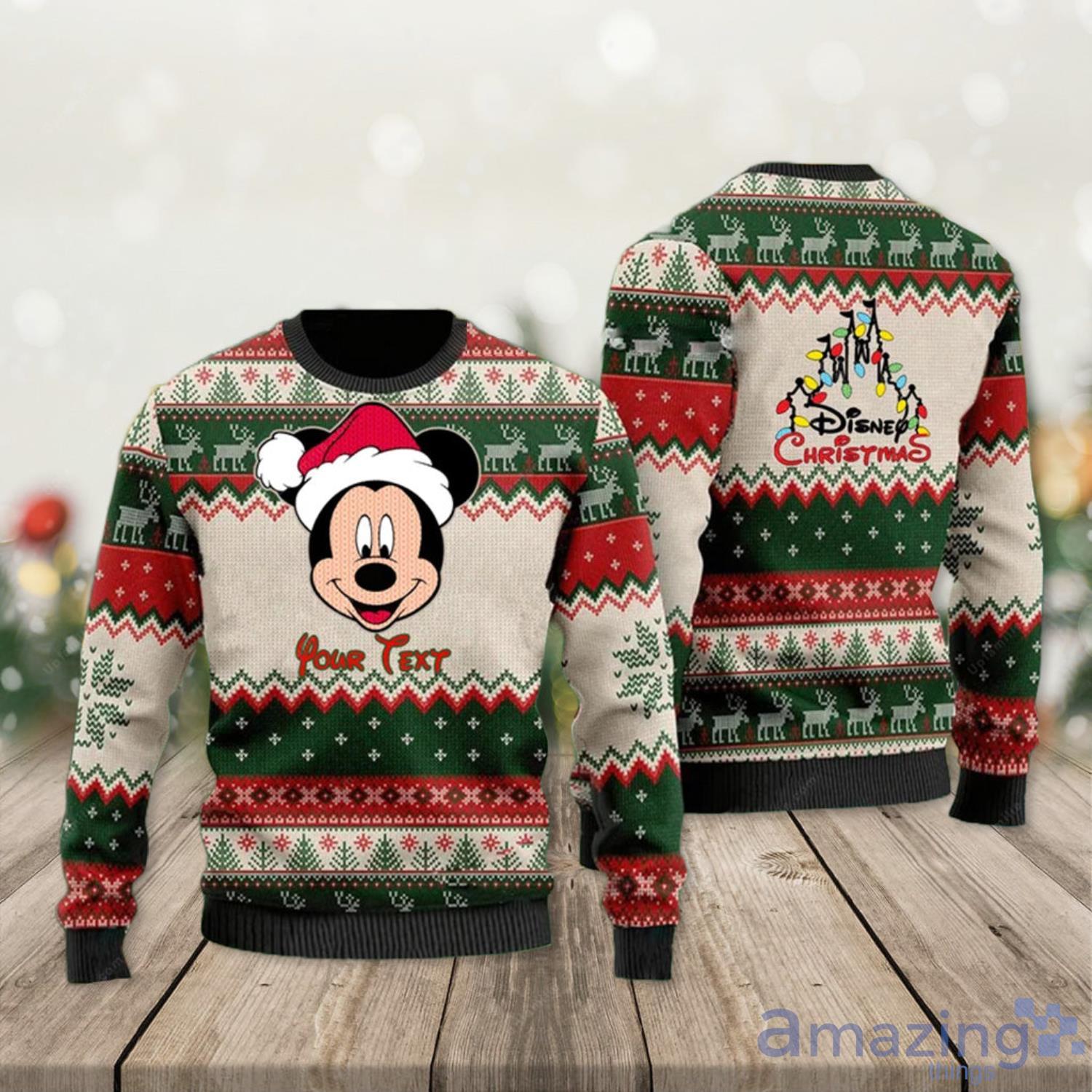 Mickey Santa Personalized Disney Cartoon Lover Christmas Gift Ugly Christmas Sweater Product Photo 1