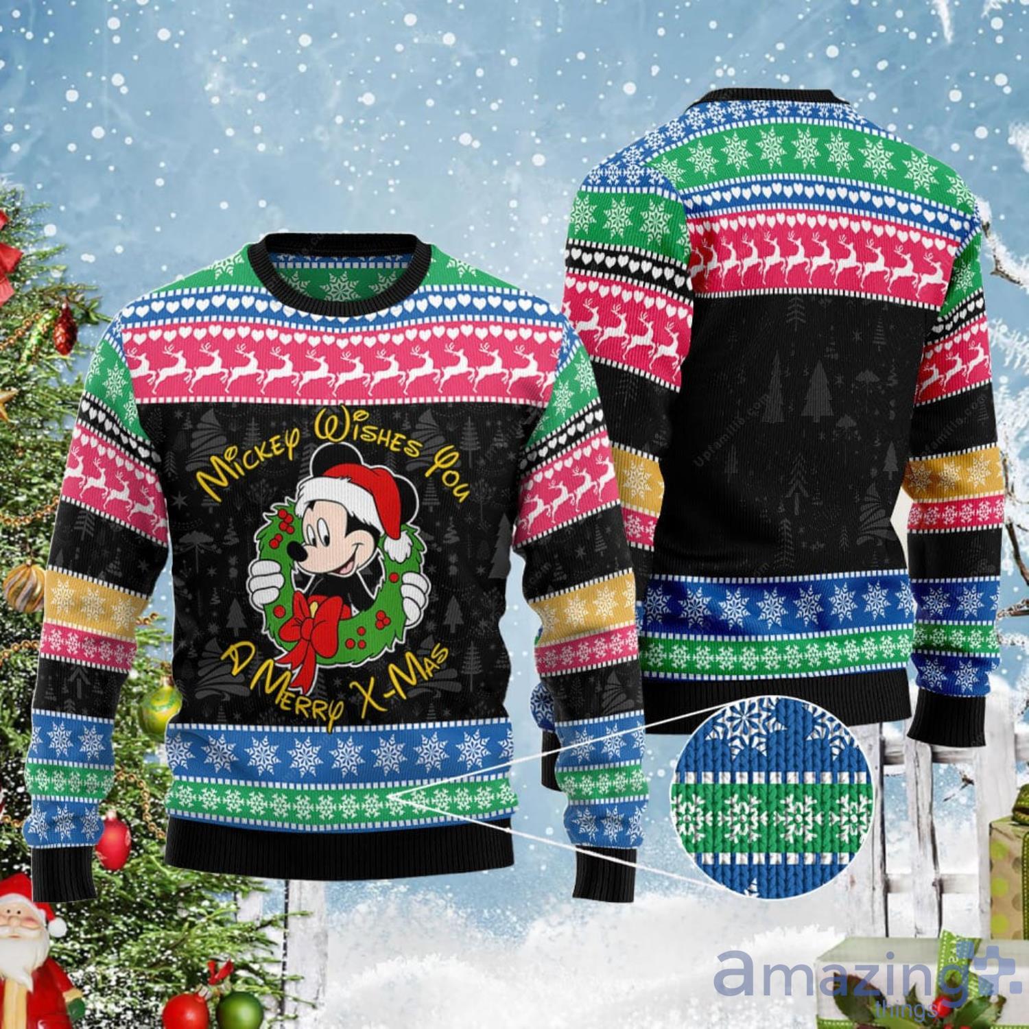 Mickey Wishes You A Merry Xmas Disney Cartoon Lover Christmas Gift Ugly Christmas Sweater Product Photo 1